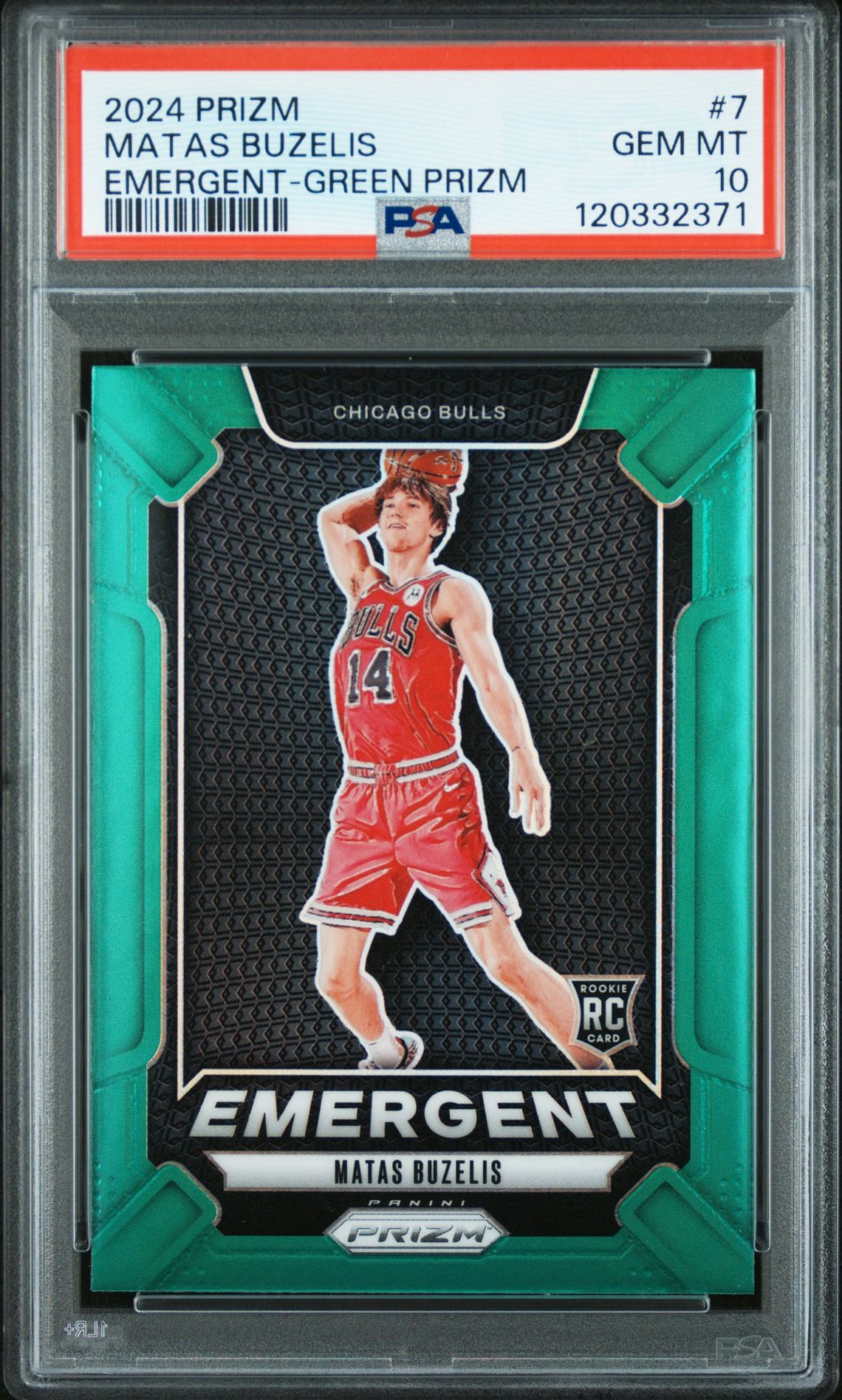 2024 Panini Prizm Emergent Matas Buzelis #7 (Emergent-Green Prizm) Gem Mt 10 front