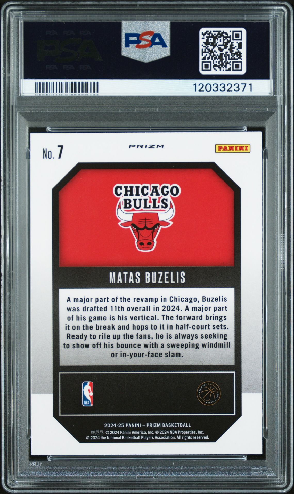 2024 Panini Prizm Emergent Matas Buzelis #7 (Emergent-Green Prizm) Gem Mt 10 back