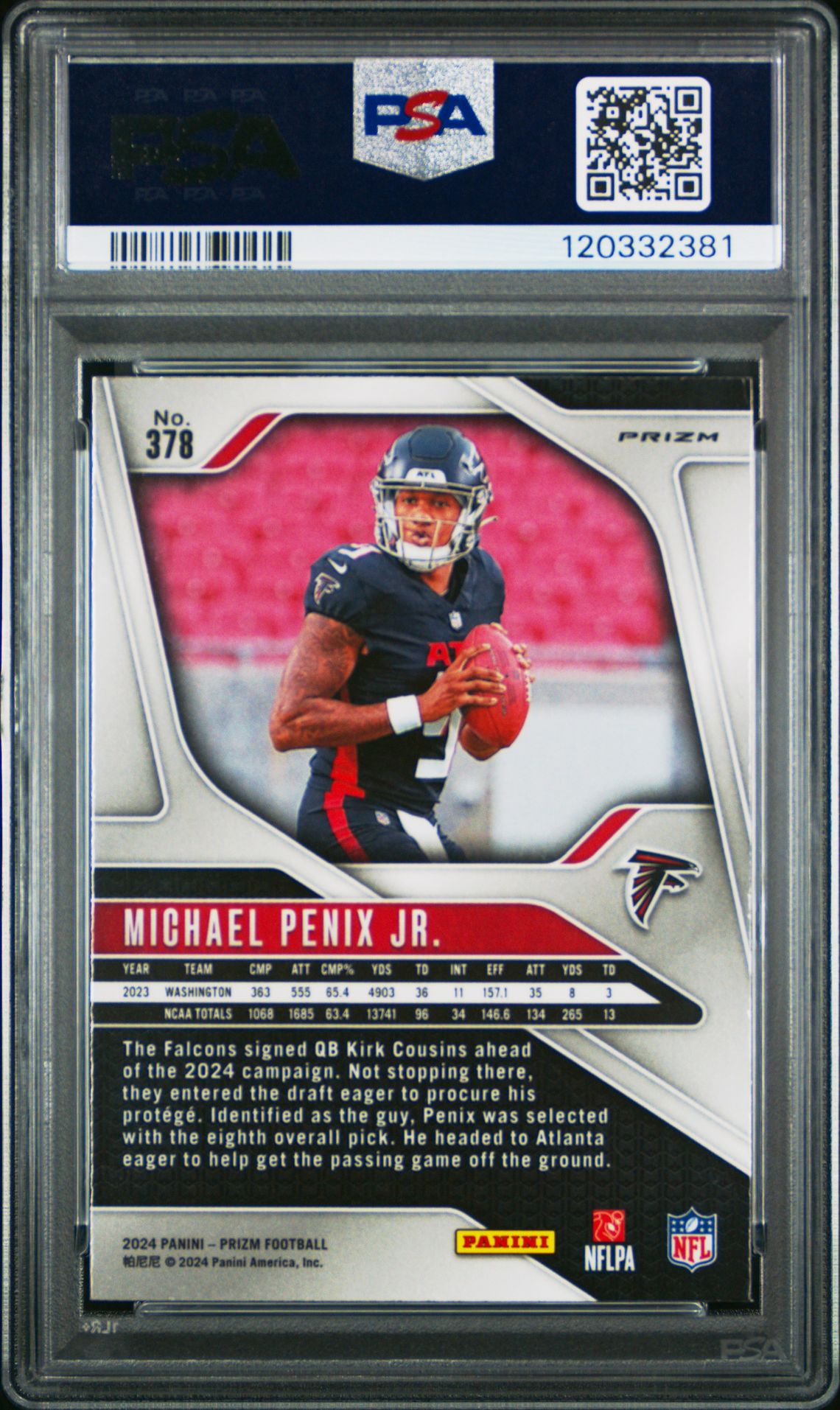 2024 Panini Prizm Michael Penix Jr. #378 (Disco Prizm) Nm-Mt 8 back