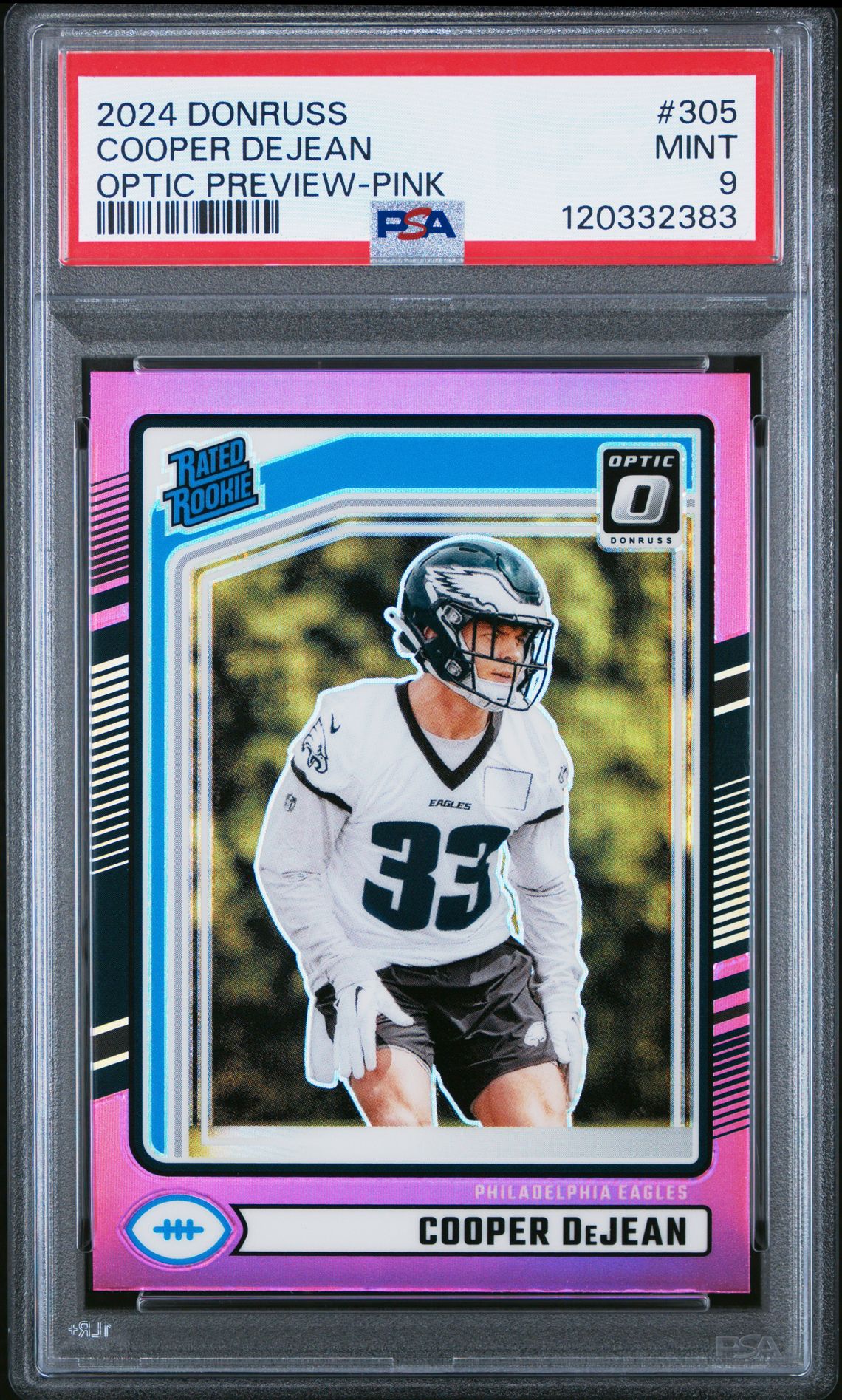 2024 Panini Donruss Cooper Dejean #305 (Optic Preview-Pink) Mint 9 front