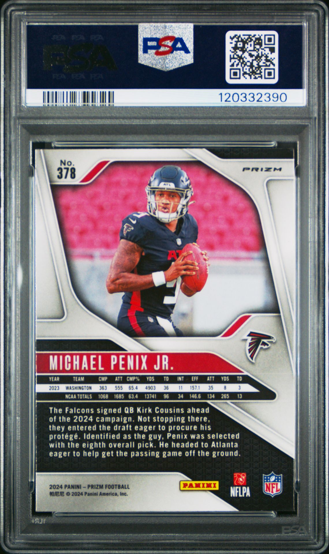 2024 Panini Prizm Michael Penix Jr. #378 (Red/White/Blue Prizm) Gem Mt 10 back