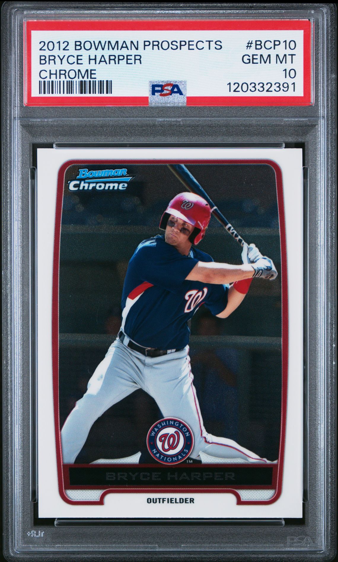 2012 Bowman Prospects Bryce Harper #Bcp10 (Chrome) Gem Mt 10 front