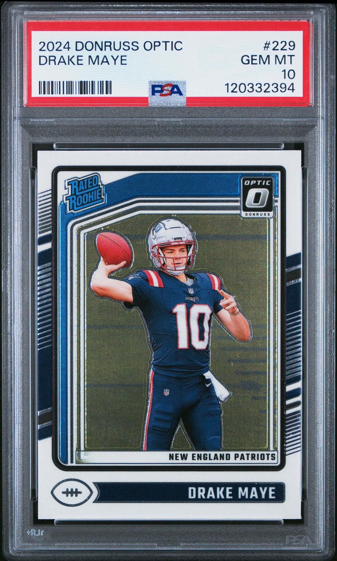 2024 Panini Donruss Optic Drake Maye #229 Gem Mt 10 front