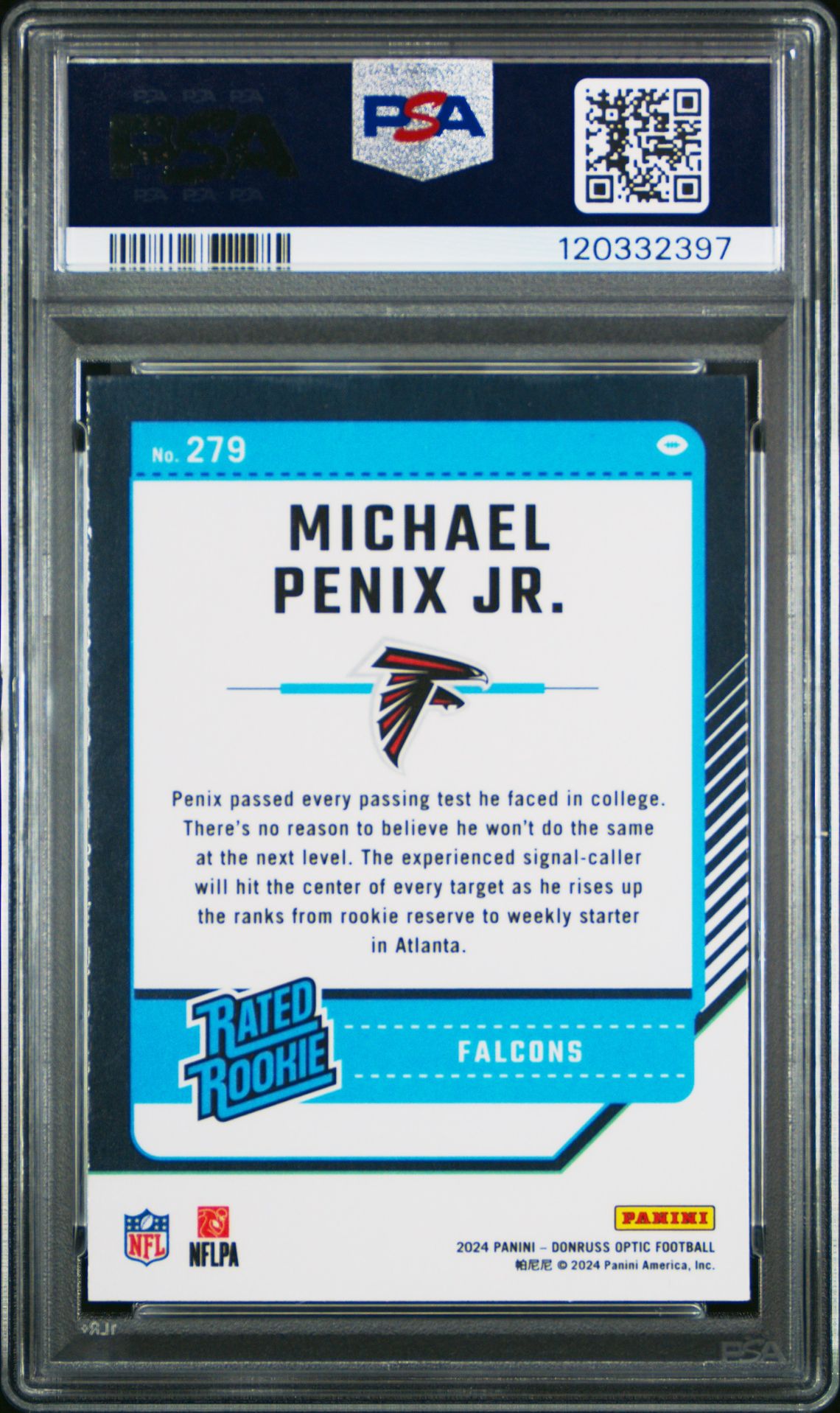 2024 Panini Donruss Optic Michael Penix Jr. #279 Gem Mt 10 back