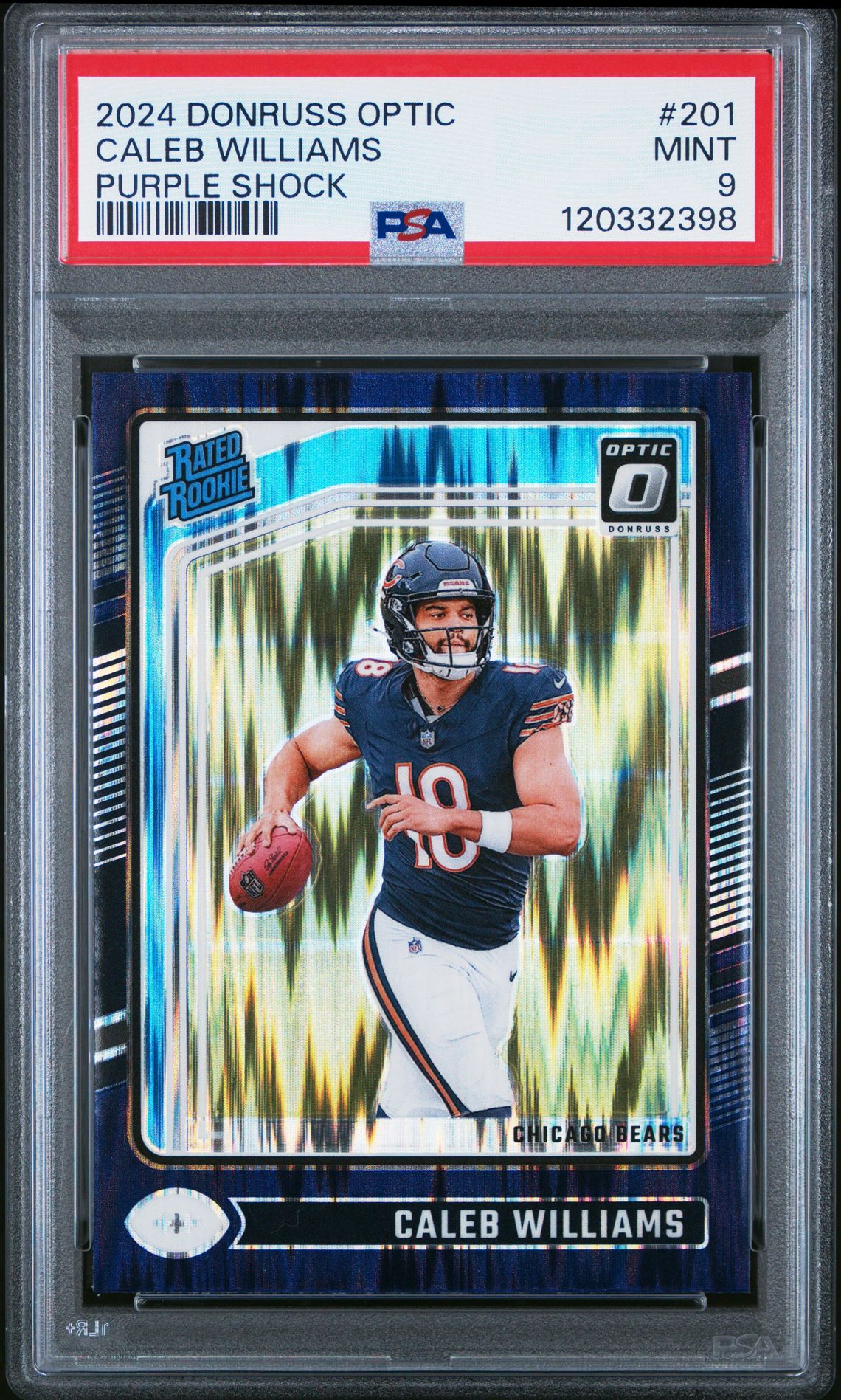 2024 Panini Donruss Optic Caleb Williams #201 (Purple Shock) Mint 9 front