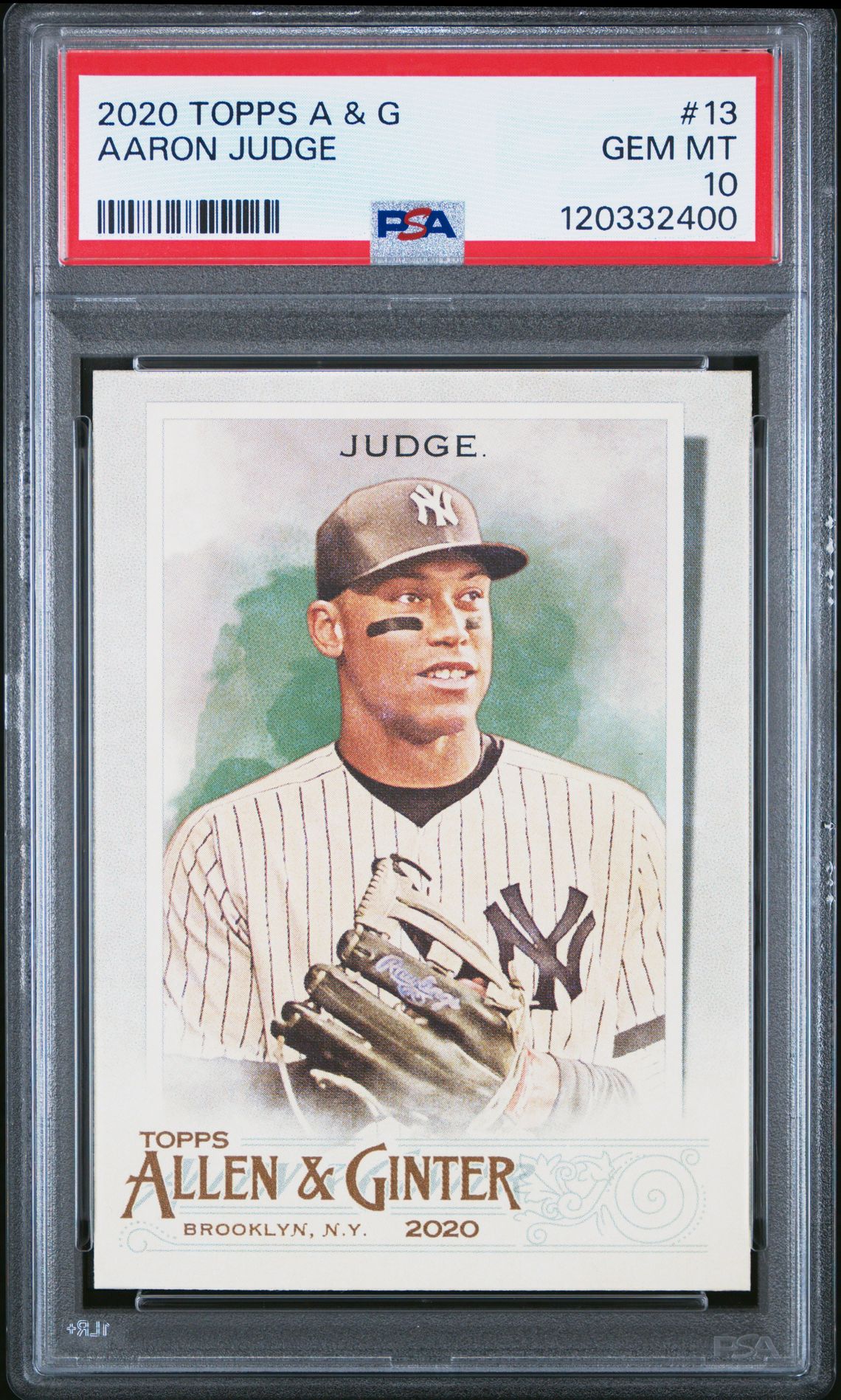 2020 Topps Allen & Ginter Aaron Judge #13 Gem Mt 10 front