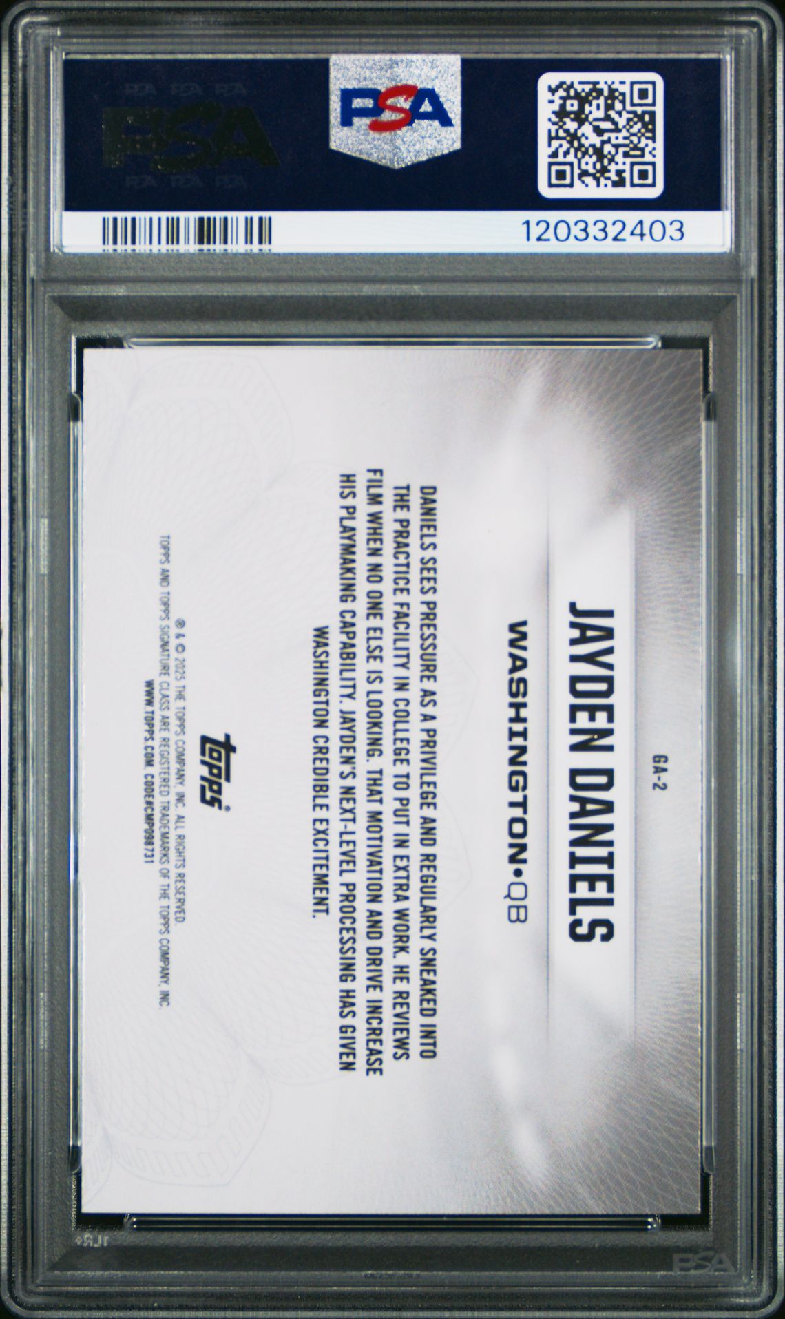 2024 Topps Signature Class Gridiron Ambassadors Jayden Daniels #Ga2 Mint 9 back