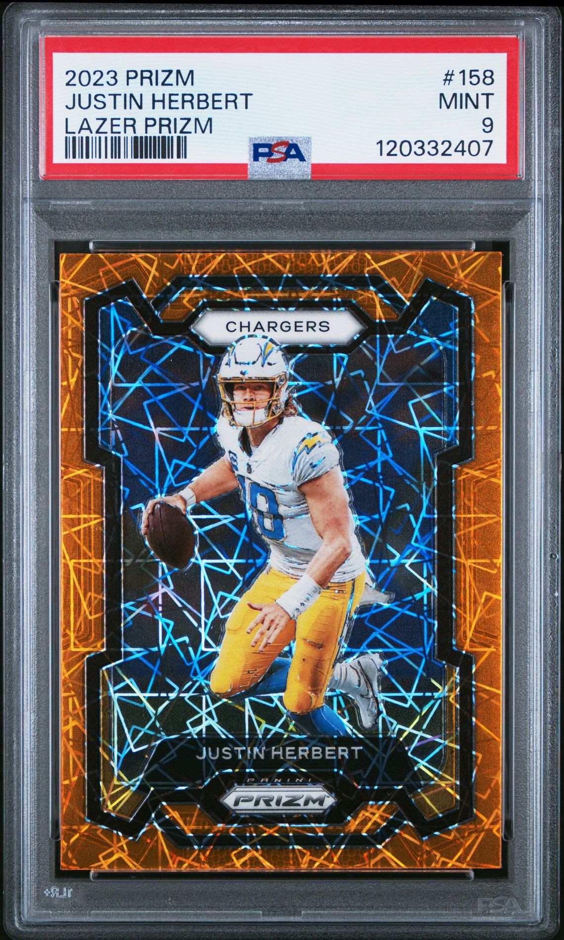 2023 Panini Prizm Justin Herbert #158 (Lazer Prizm) Mint 9 front