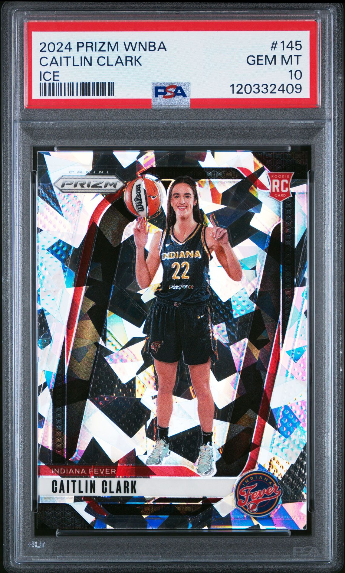 2024 Panini Prizm Wnba Caitlin Clark #145 (Ice) Gem Mt 10 front