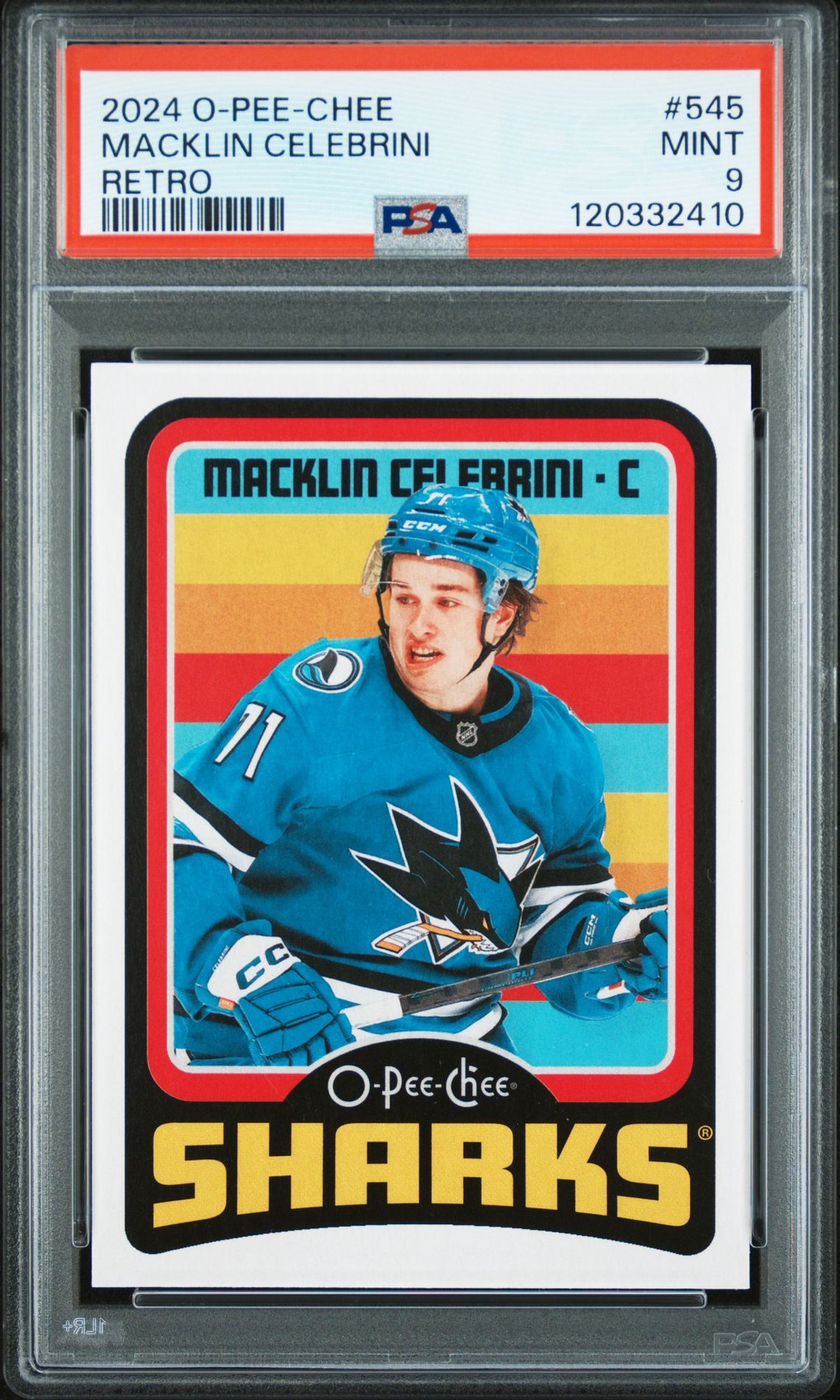 2024 Upper Deck O-Pee-Chee Macklin Celebrini #545 (Retro) Mint 9 front
