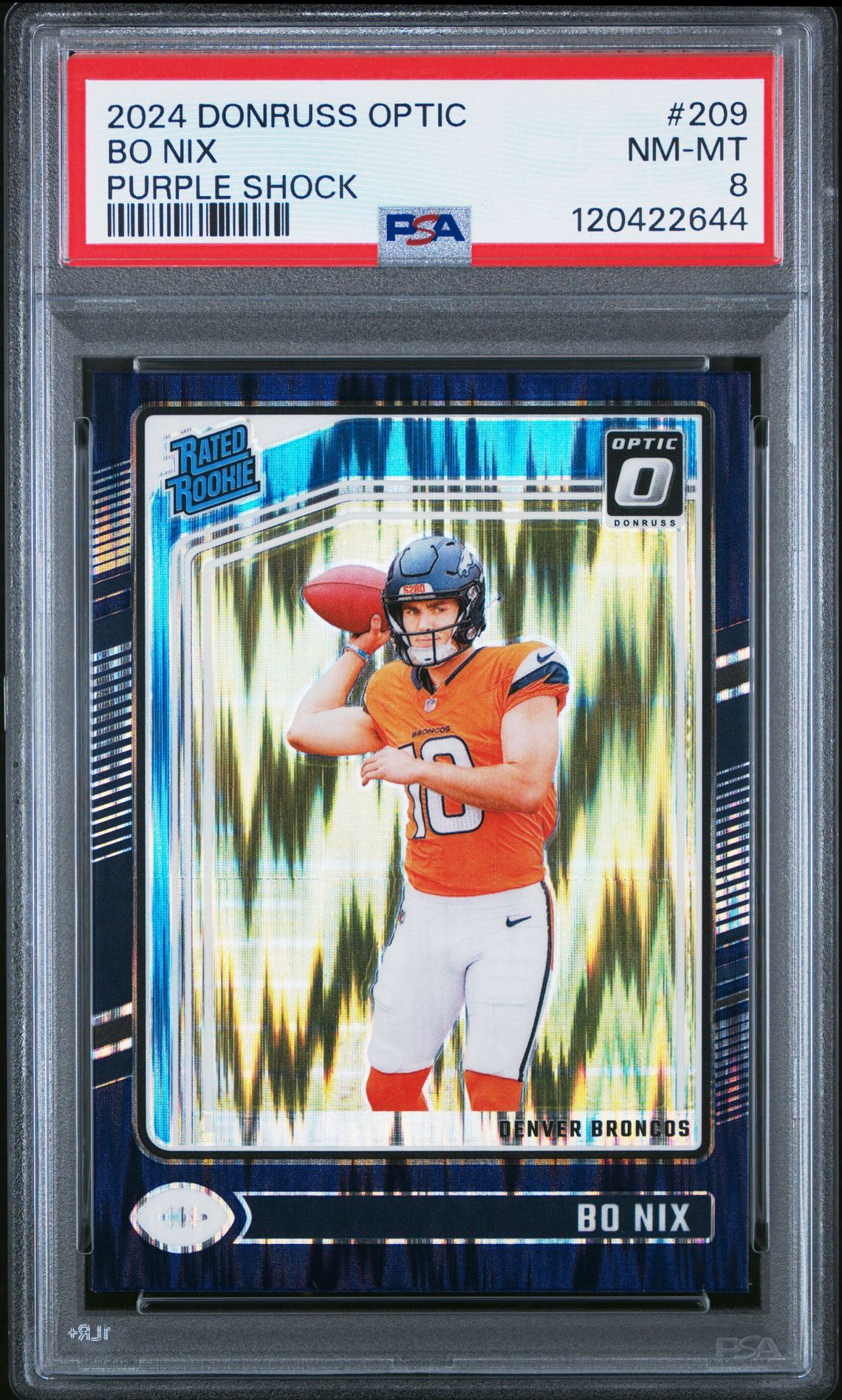 2024 Panini Donruss Optic Bo Nix #209 (Purple Shock) Nm-Mt 8 front