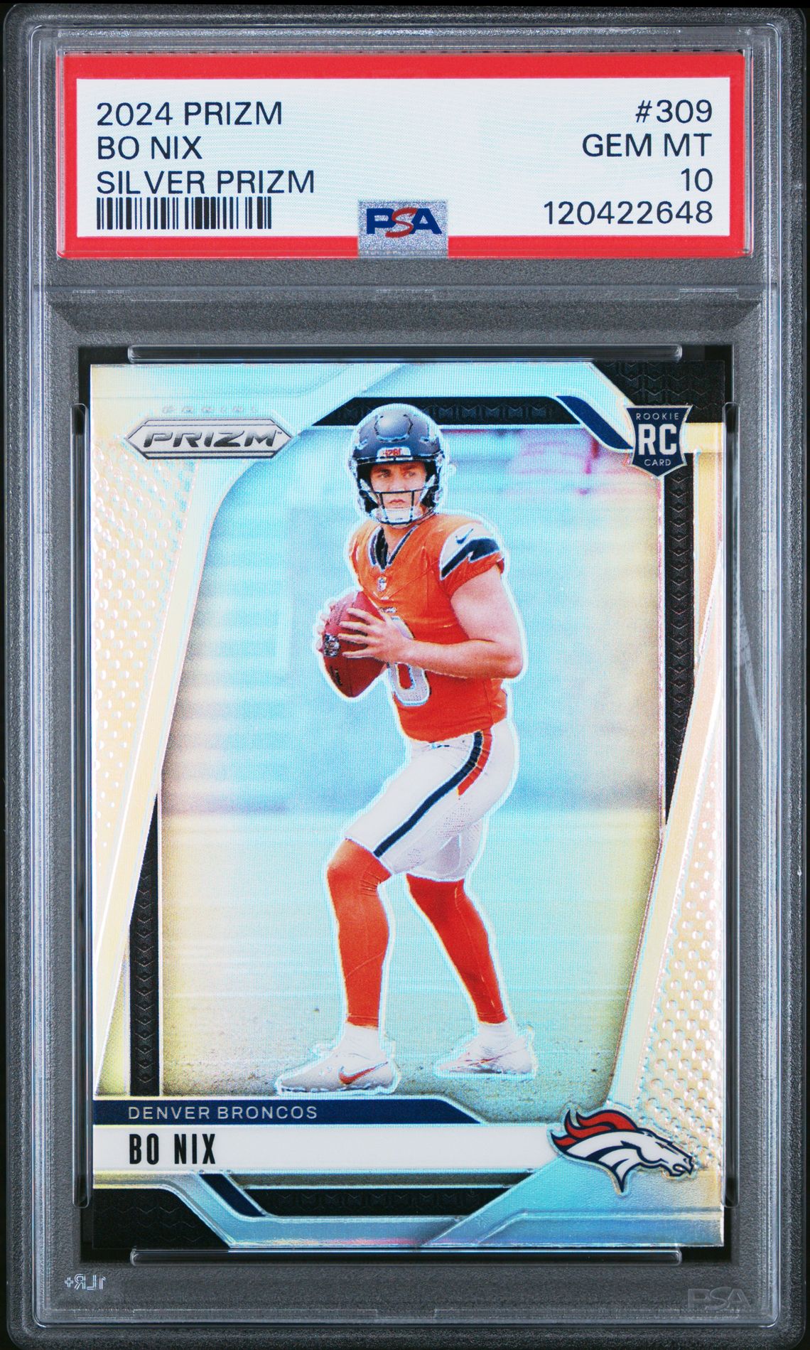 2024 Panini Prizm Bo Nix #309 (Silver Prizm) Gem Mt 10 front