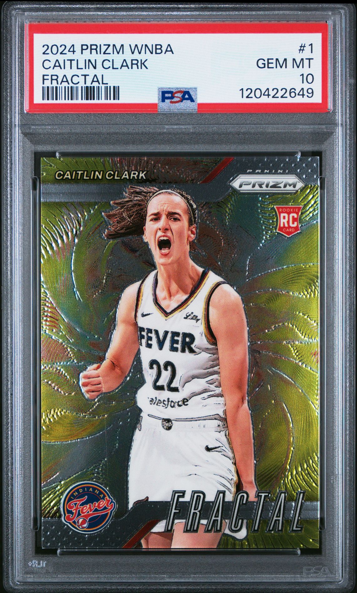 2024 Panini Prizm Wnba Fractal Caitlin Clark #1 Gem Mt 10 front