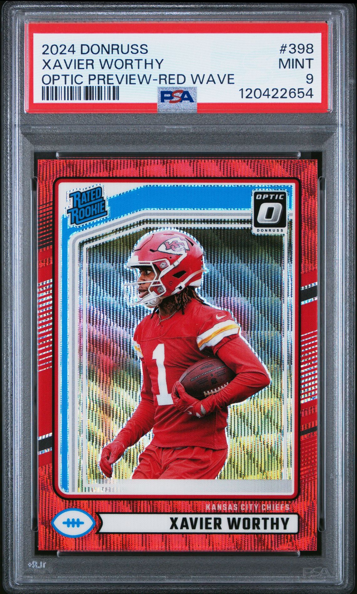 2024 Panini Donruss Xavier Worthy #398 (Optic Preview-Red Wave) Mint 9 front
