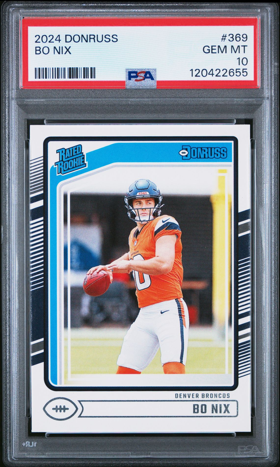 2024 Panini Donruss Bo Nix #369 Gem Mt 10 front