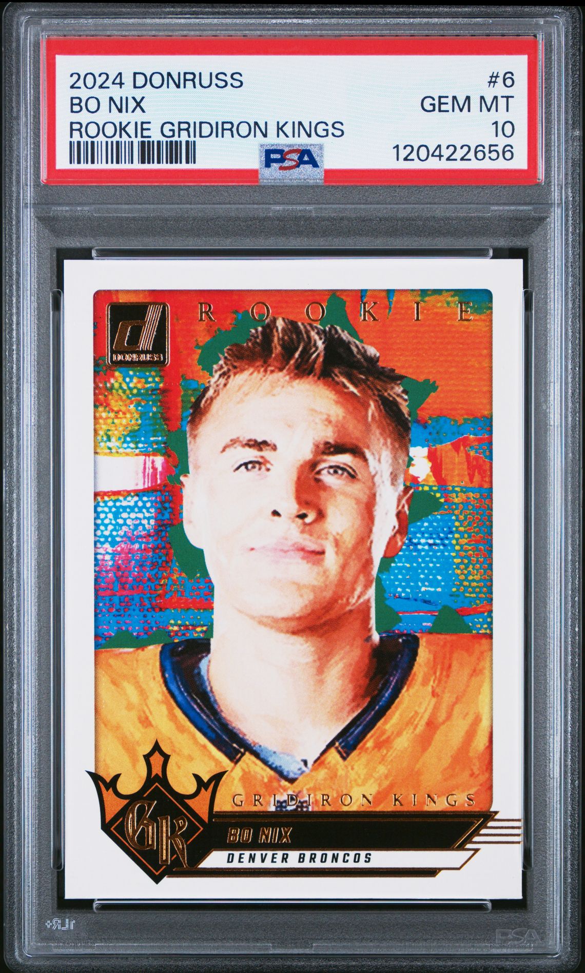 2024 Panini Donruss Rookie Gridiron Kings Bo Nix #6 Gem Mt 10 front