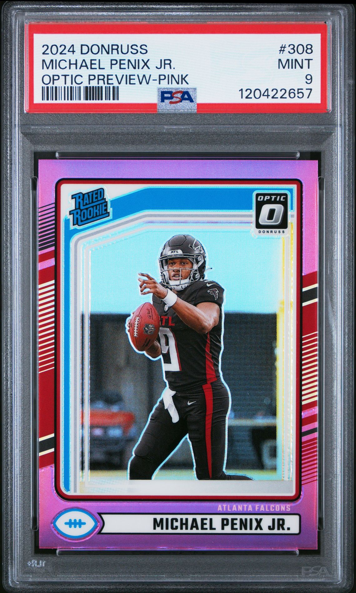 2024 Panini Donruss Michael Penix Jr. #308 (Optic Preview-Pink) Mint 9 front