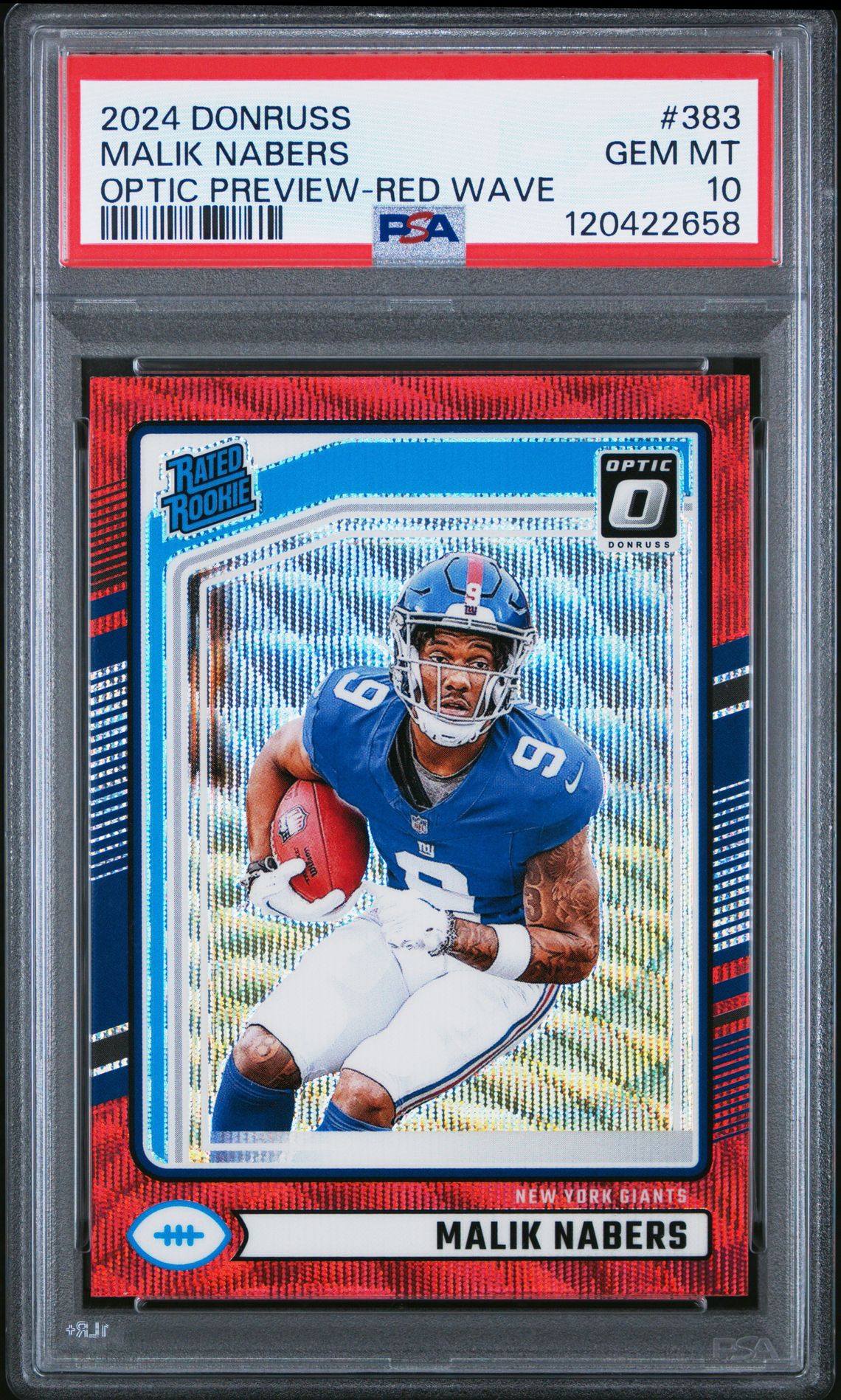 2024 Panini Donruss Malik Nabers #383 (Optic Preview-Red Wave) Gem Mt 10 front
