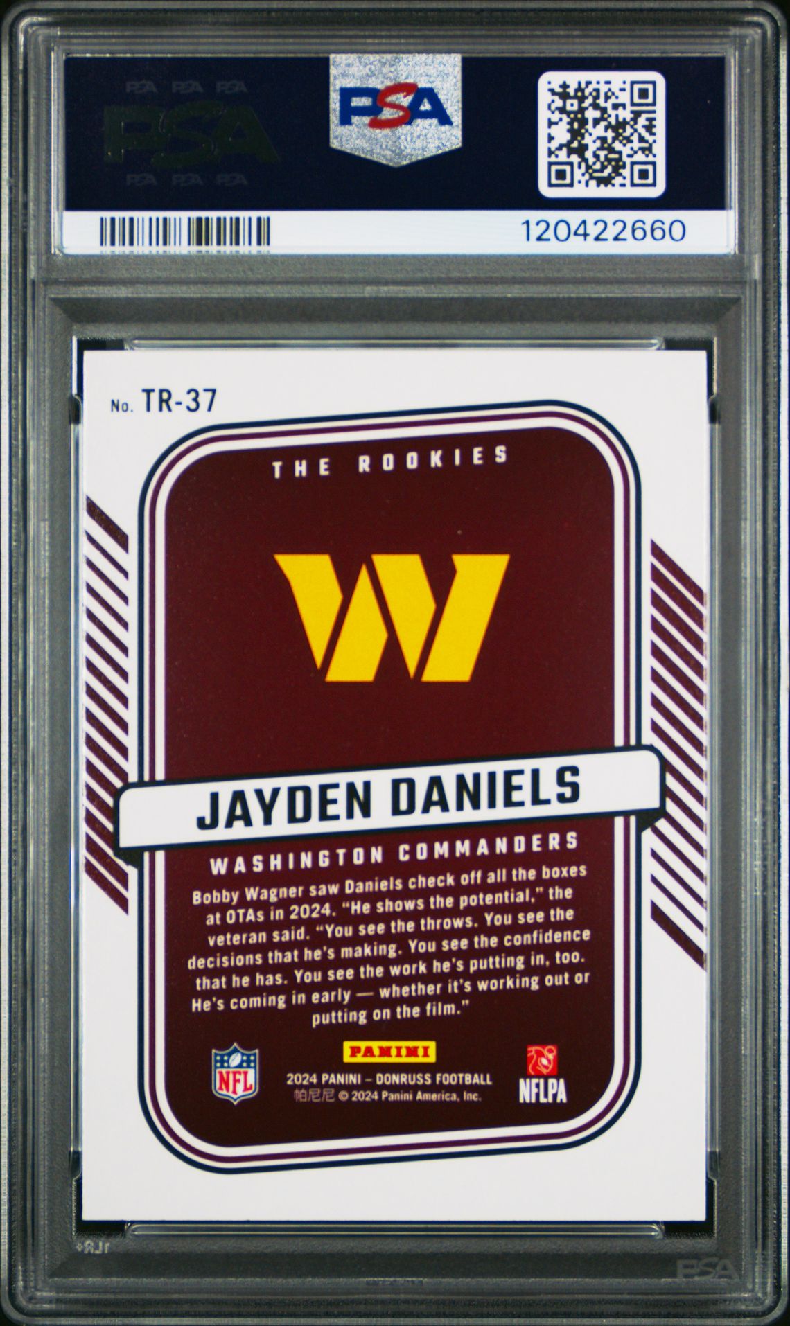 2024 Panini Donruss The Rookies Jayden Daniels #Tr37 Gem Mt 10 back