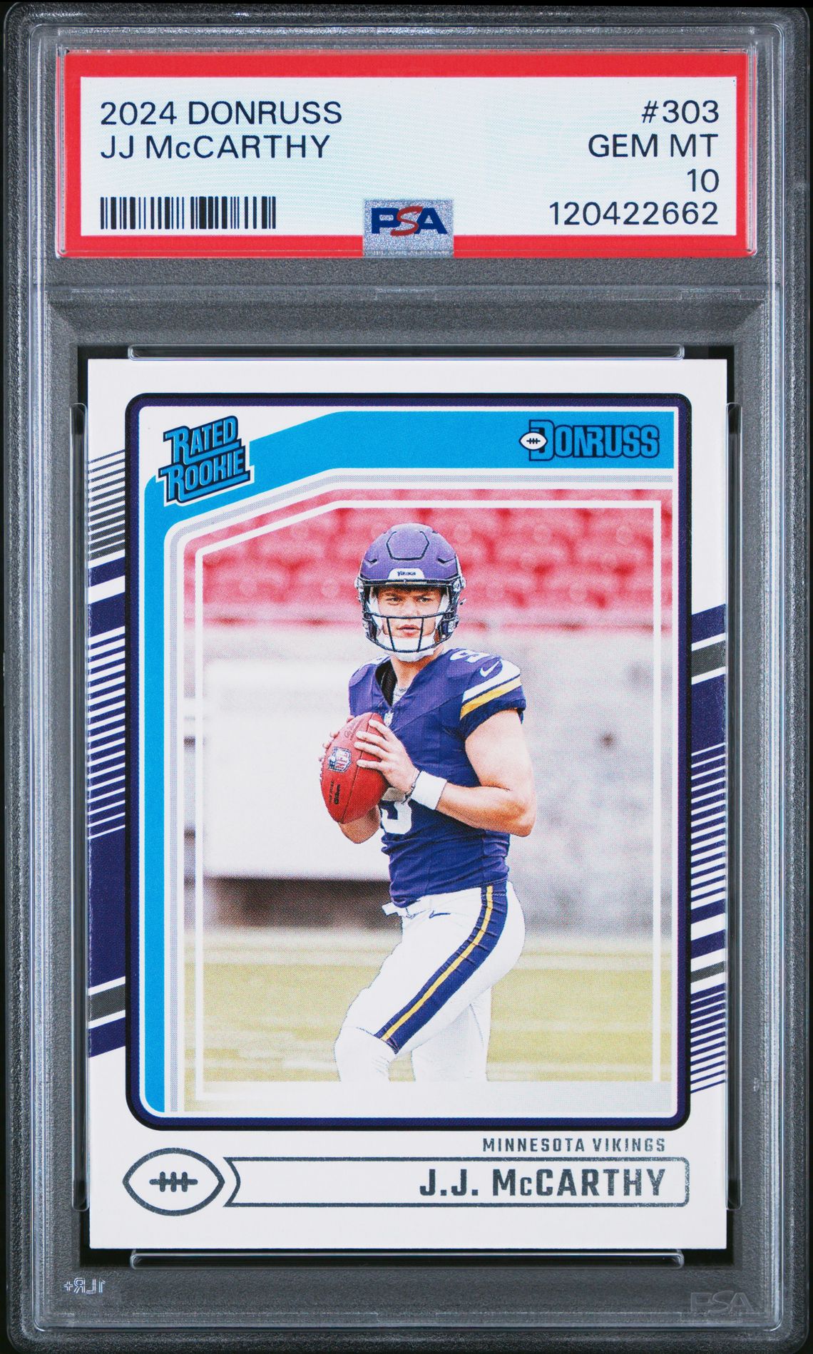 2024 Panini Donruss Jj Mccarthy #303 Gem Mt 10 front