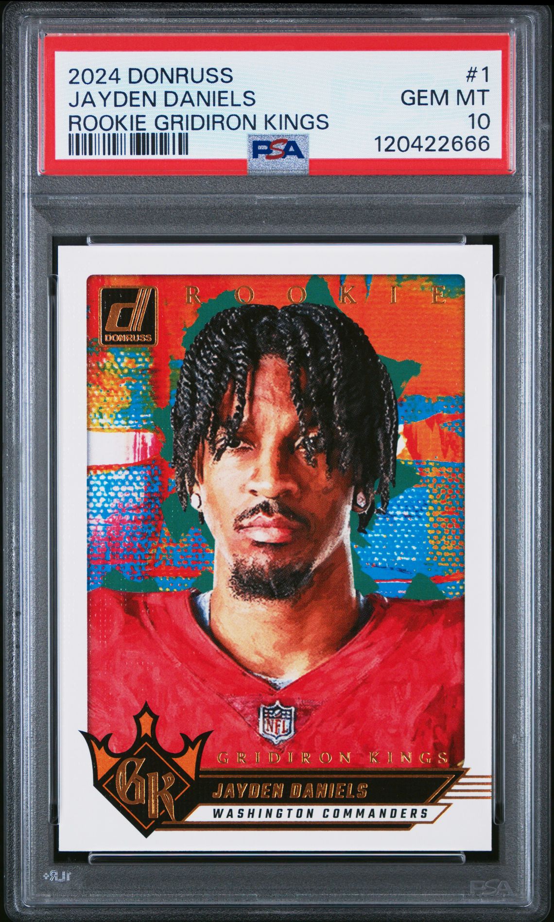 2024 Panini Donruss Rookie Gridiron Kings Jayden Daniels #1 Gem Mt 10 front