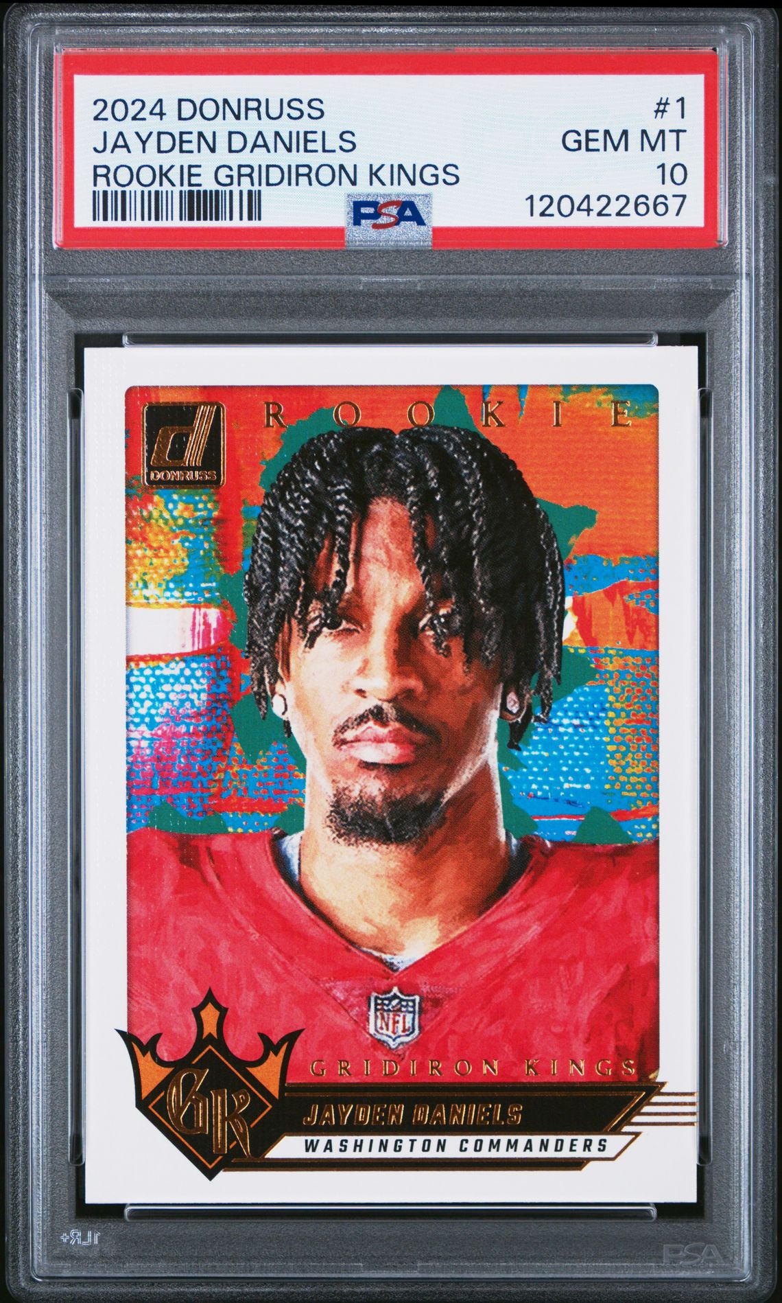 2024 Panini Donruss Rookie Gridiron Kings Jayden Daniels #1 Gem Mt 10 front