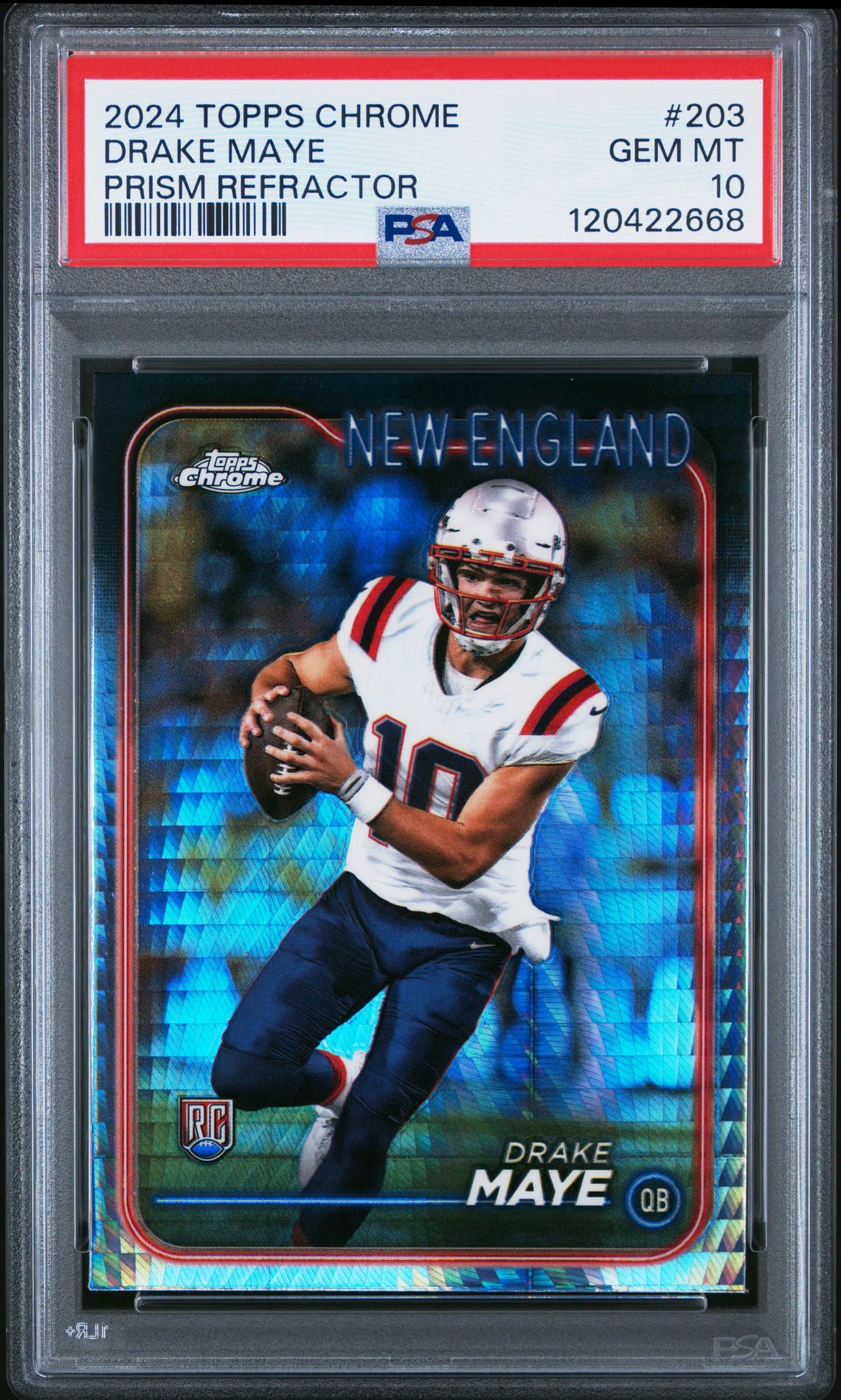 2024 Topps Chrome Drake Maye #203 (Prism Refractor) Gem Mt 10 front