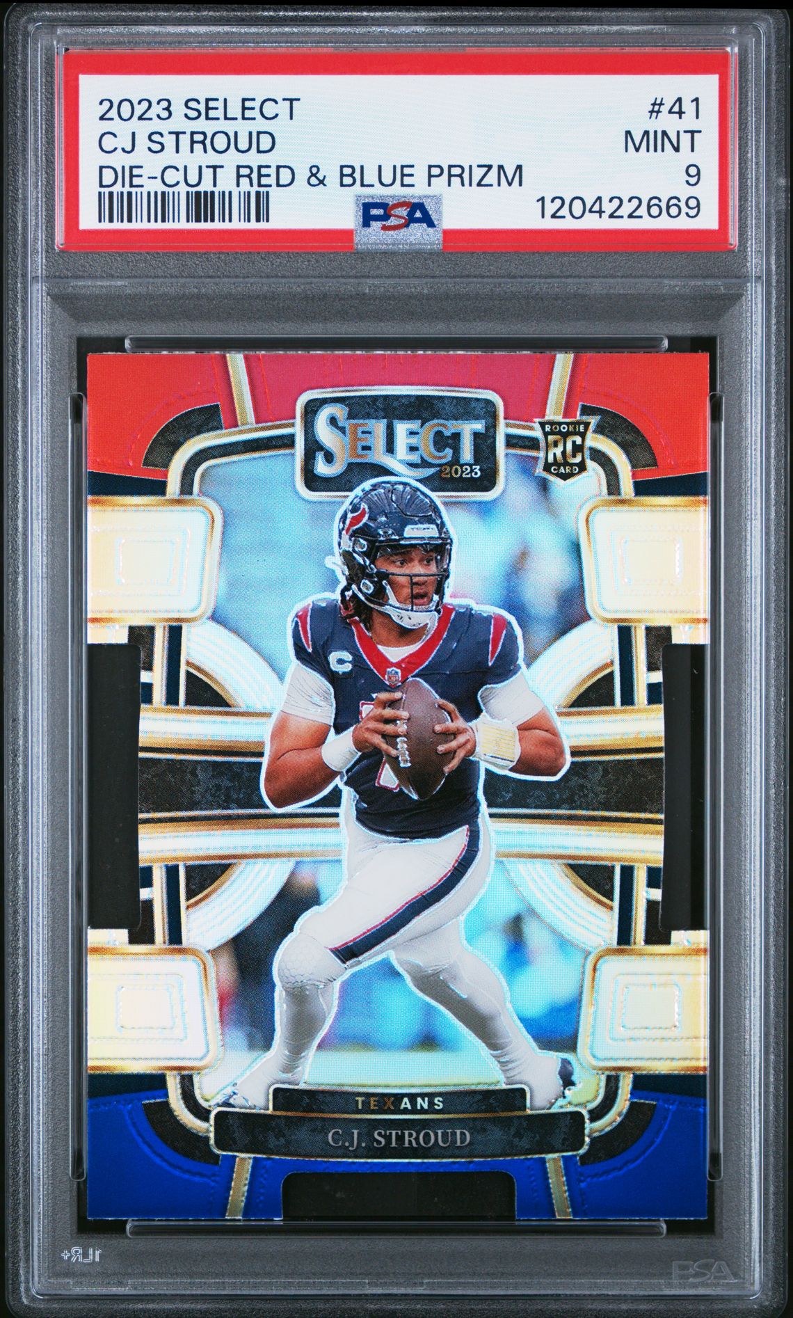 2023 Panini Select Cj Stroud #41 (Die-Cut Red & Blue Prizm) Mint 9 front