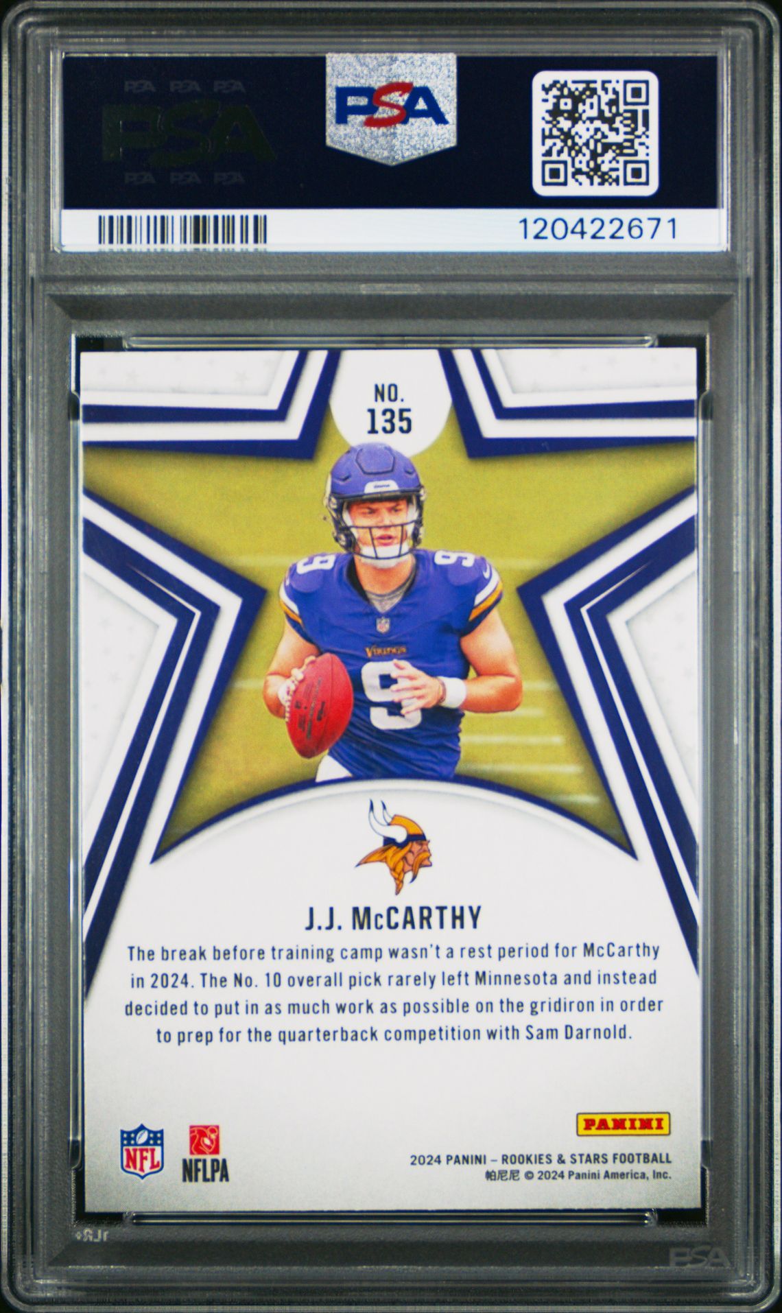 2024 Panini Rookies & Stars Jj Mccarthy #135 Gem Mt 10 back