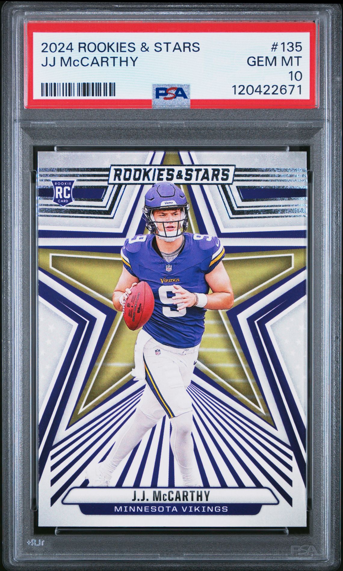 2024 Panini Rookies & Stars Jj Mccarthy #135 Gem Mt 10 front