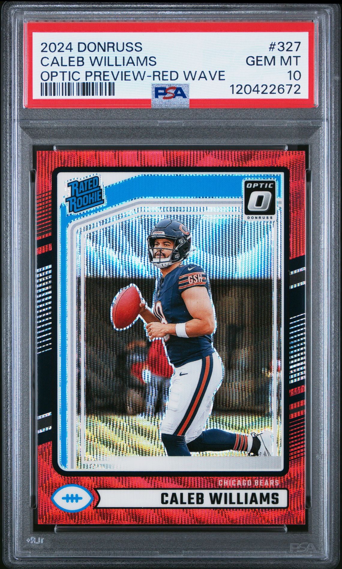 2024 Panini Donruss Caleb Williams #327 (Optic Preview-Red Wave) Gem Mt 10 front