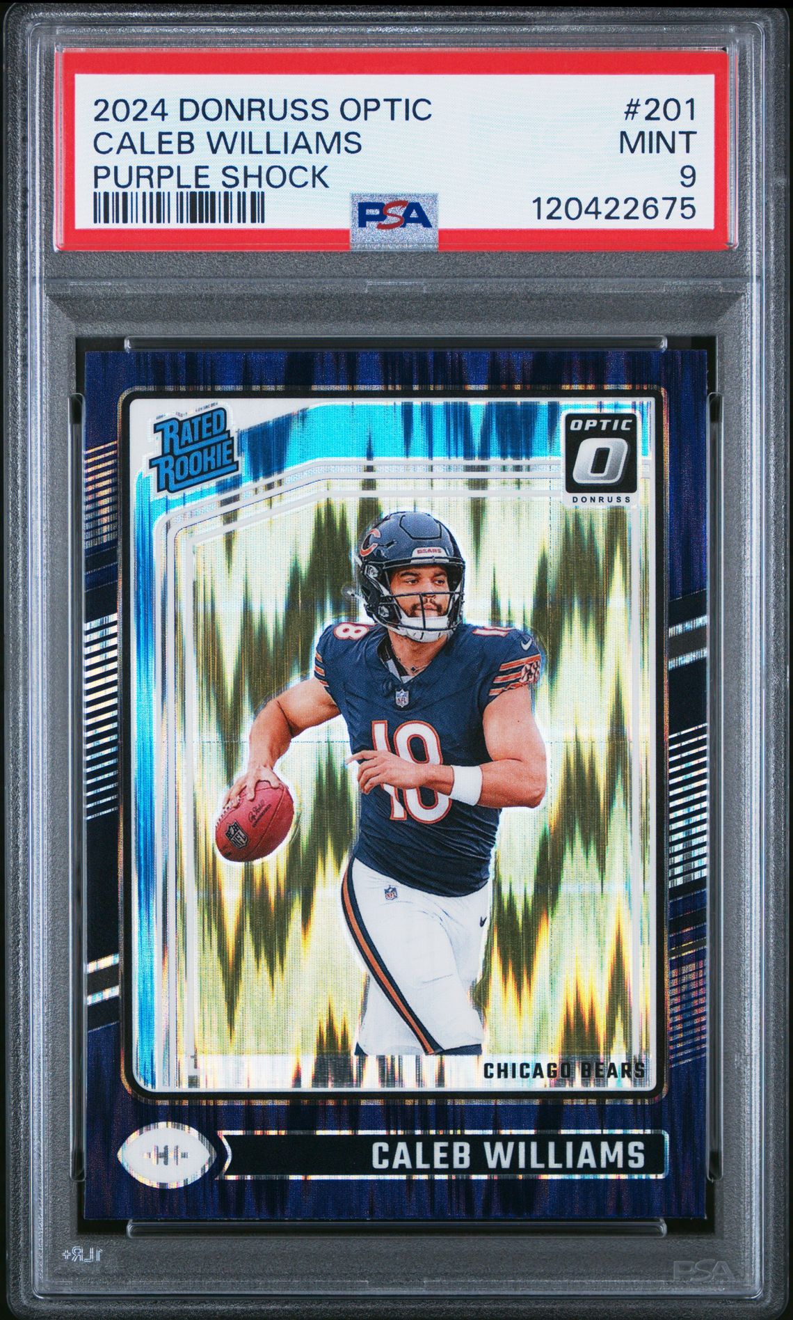 2024 Panini Donruss Optic Caleb Williams #201 (Purple Shock) Mint 9 front