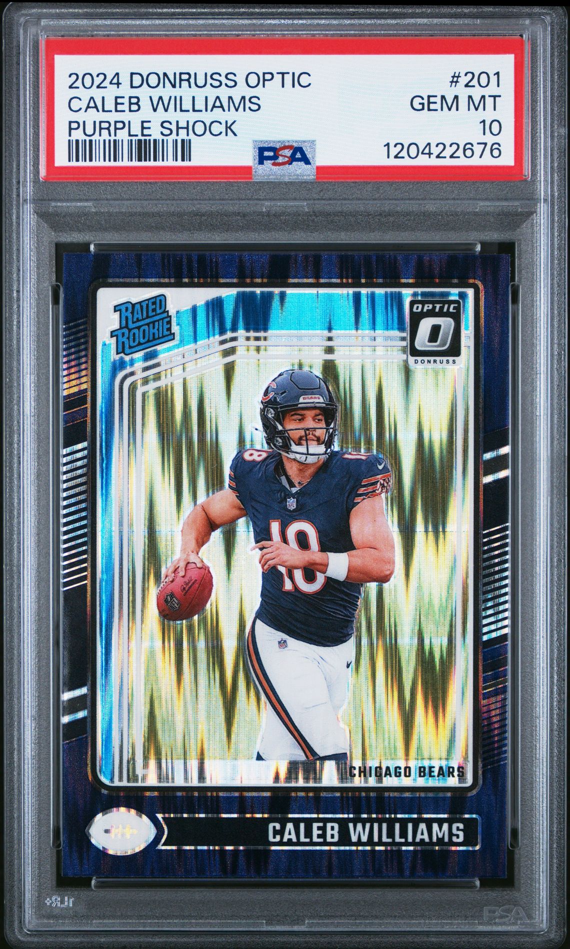 2024 Panini Donruss Optic Caleb Williams #201 (Purple Shock) Gem Mt 10 front