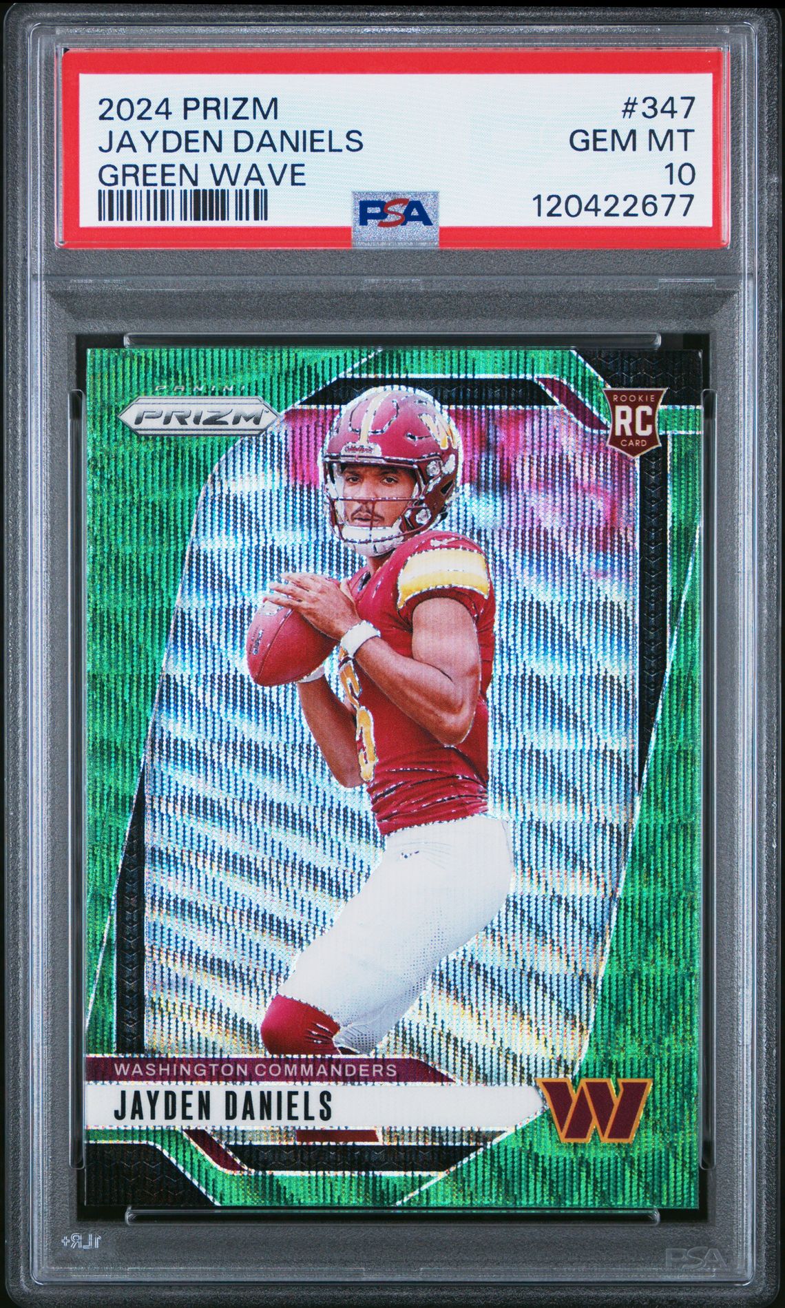 2024 Panini Prizm Jayden Daniels #347 (Green Wave) Gem Mt 10 front