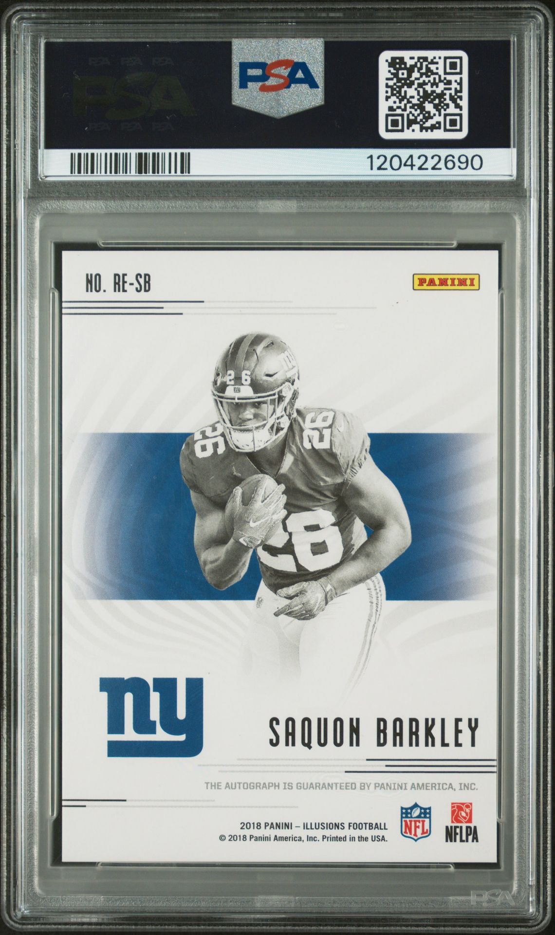 2018 Panini Illusions Rookie Endorsements Saquon Barkley #Re-Sb (Rookie Endorsements-Red) Mint 9 back