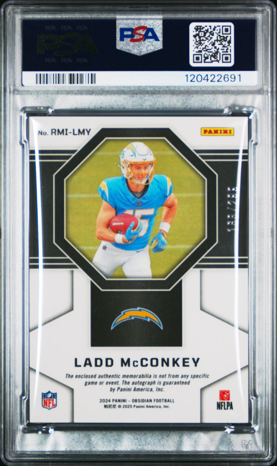 2024 Panini Obsidian Rookie Materials Ink Ladd Mcconkey #Rmilmy Gem Mt 10 back