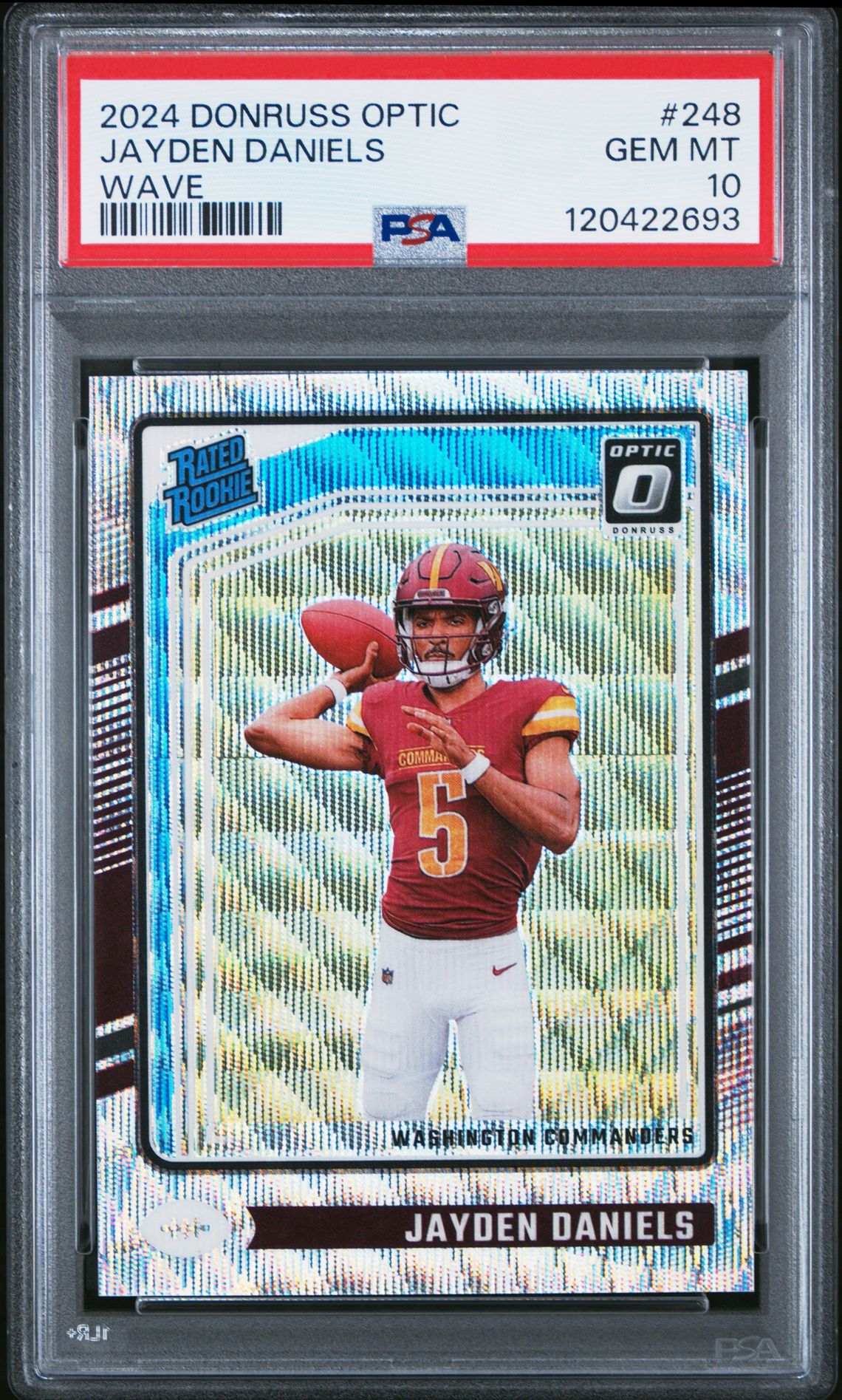 2024 Panini Donruss Optic Jayden Daniels #248 (Wave) Gem Mt 10 front