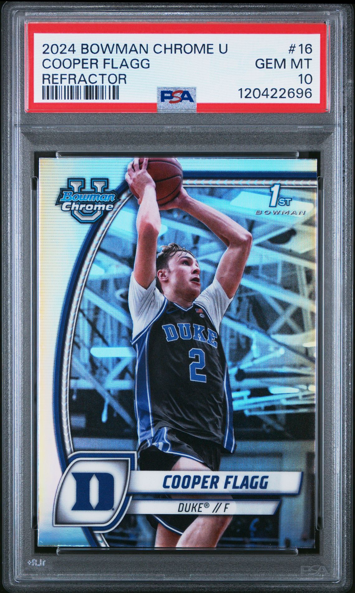 2024 Bowman Chrome University Cooper Flagg #16 (Refractor) Gem Mt 10 front