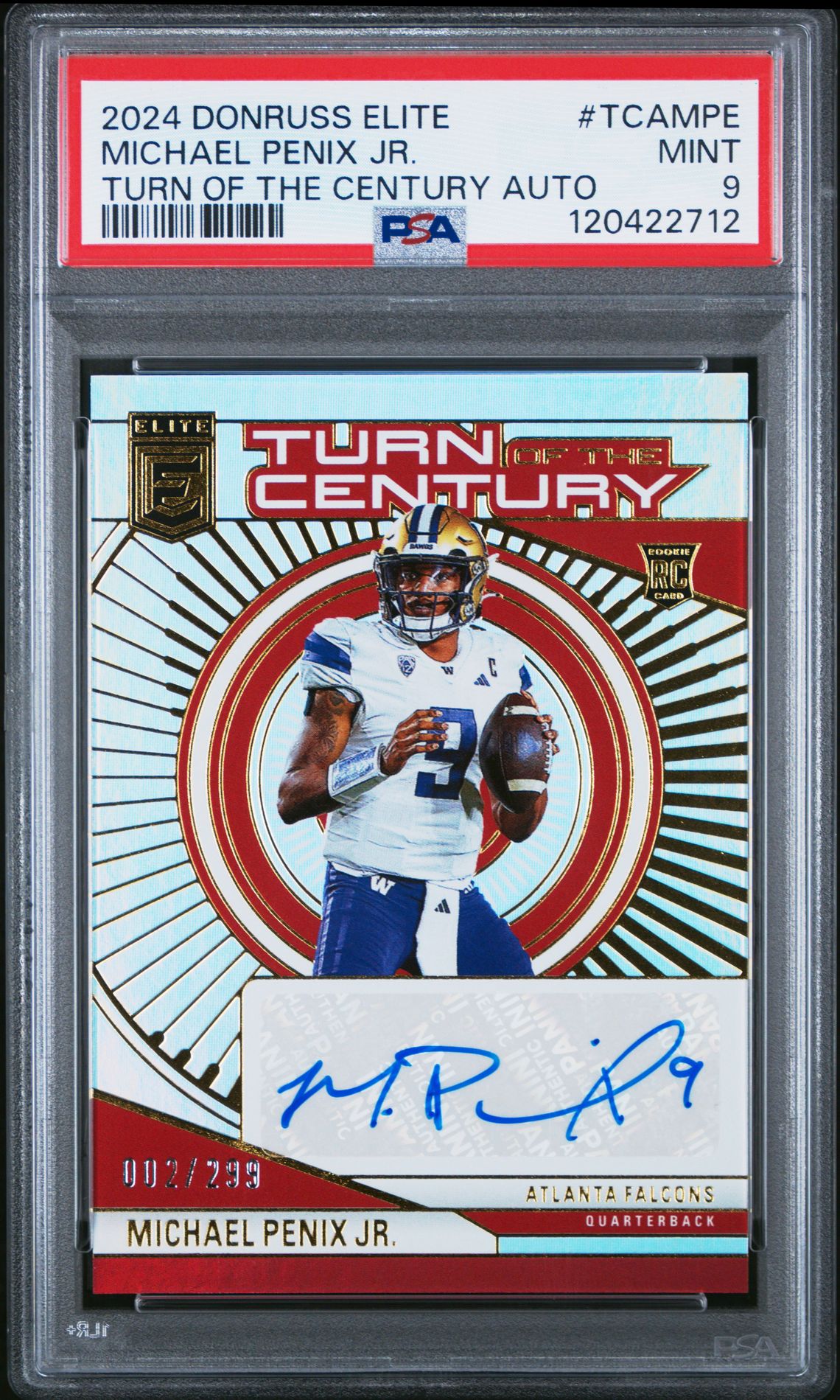 2024 Panini Donruss Elite Turn Of The Century Autographs Michael Penix Jr. #Tcampe Mint 9 front