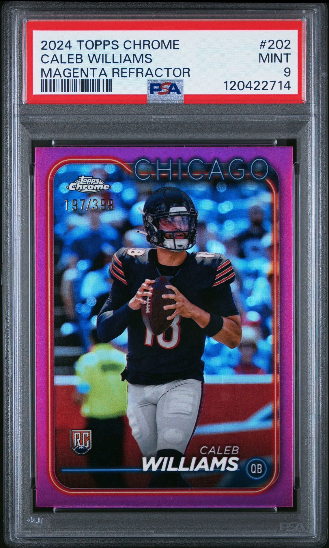 2024 Topps Chrome Caleb Williams #202 (Magenta Refractor) Mint 9 front