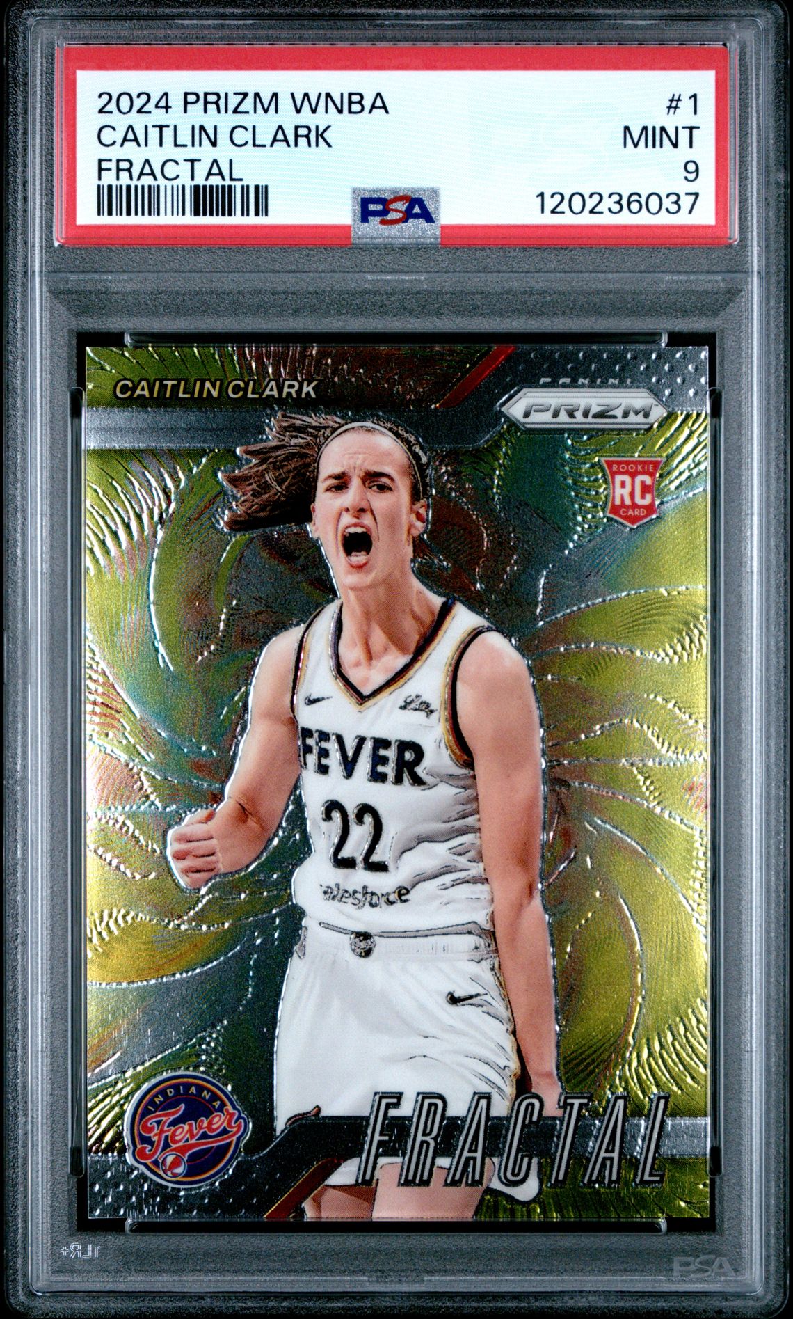 2024 Panini Prizm Wnba Fractal Caitlin Clark #1 Mint 9 front