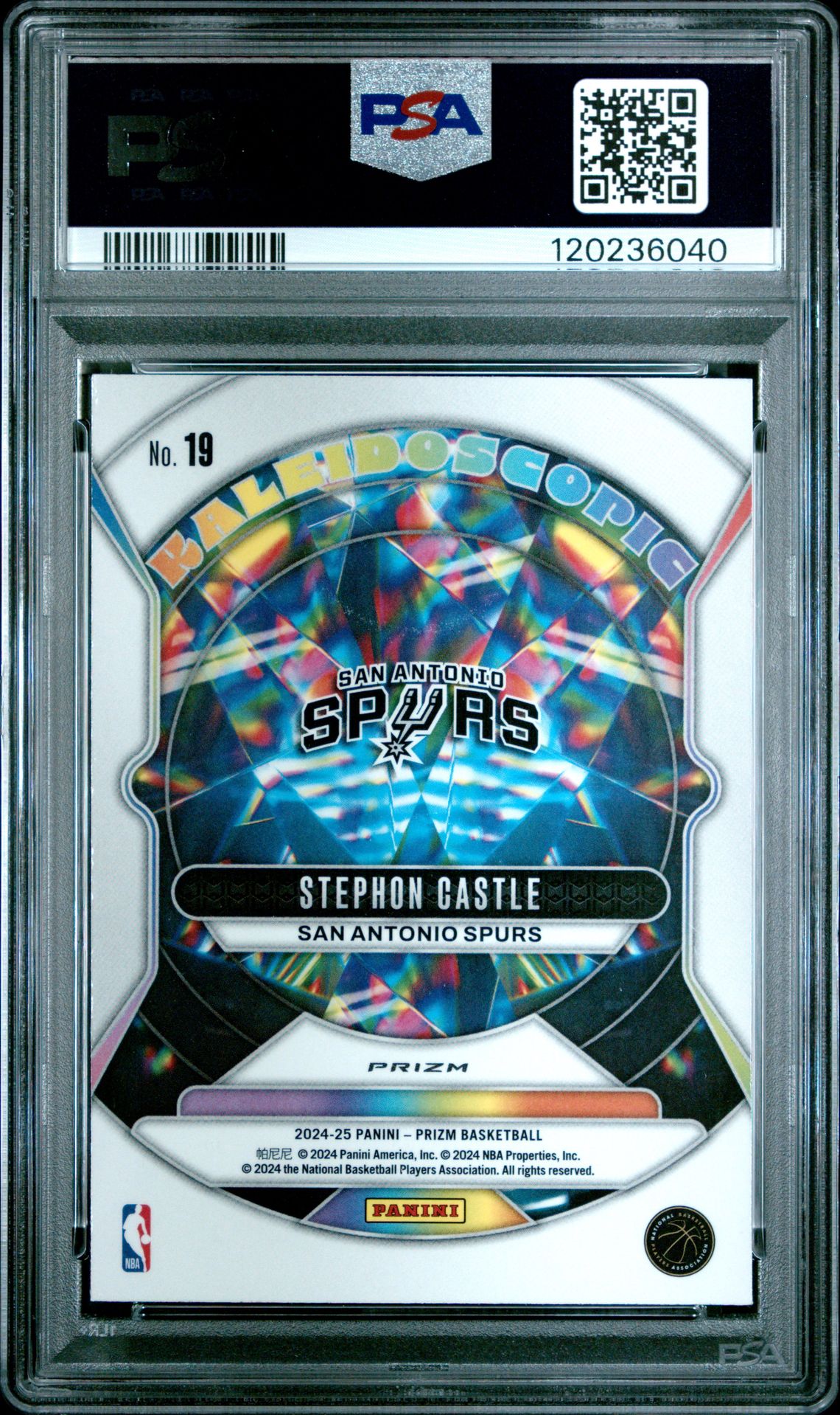 2024 Panini Prizm Kaleidoscopic Stephon Castle #19 (Kaleidoscopic-Fast Break) Gem Mt 10 back