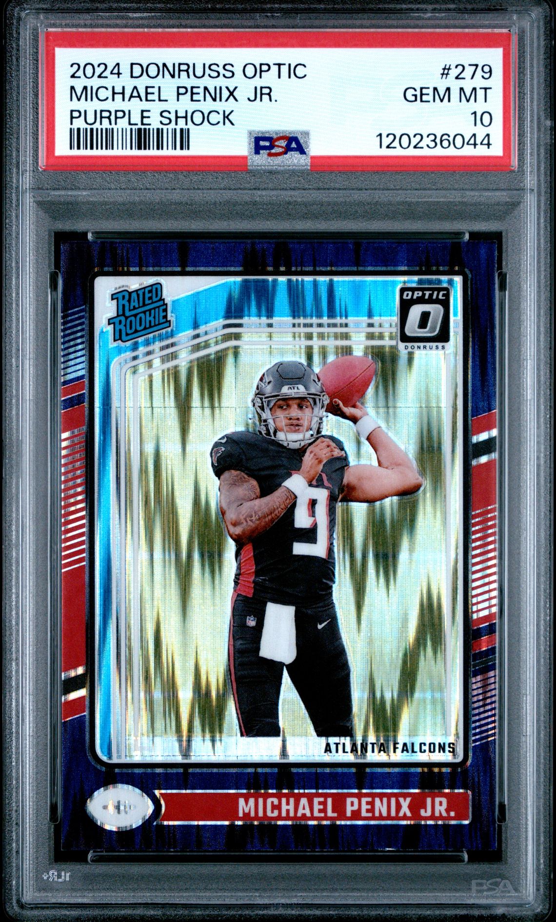 2024 Panini Donruss Optic Michael Penix Jr. #279 (Purple Shock) Gem Mt 10 front