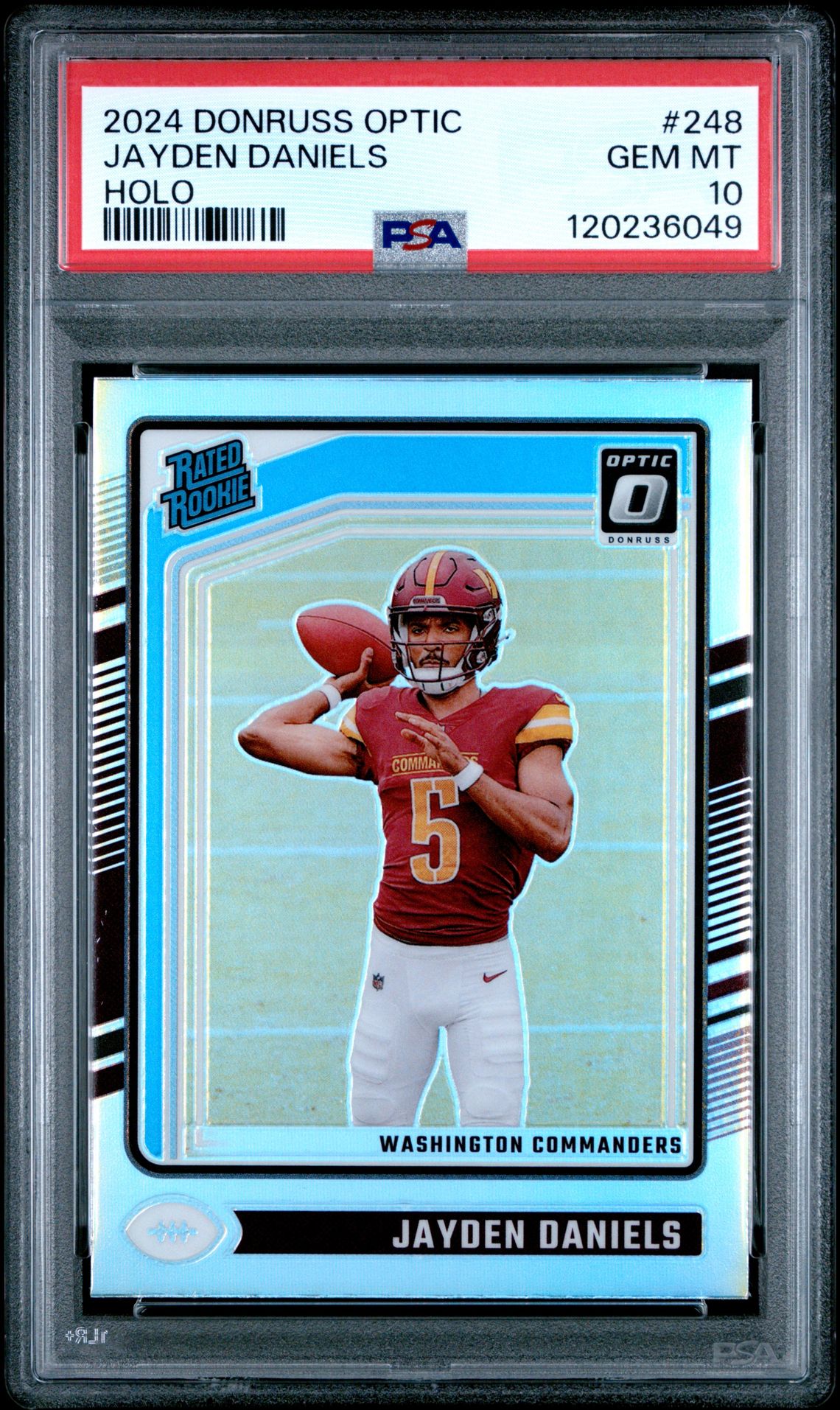 2024 Panini Donruss Optic Jayden Daniels #248 (Holo) Gem Mt 10 front