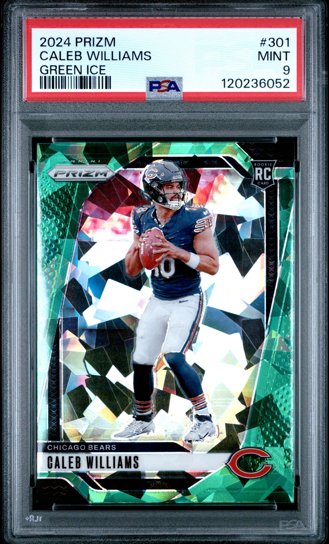 2024 Panini Prizm Caleb Williams #301 (Green Ice) Mint 9 front