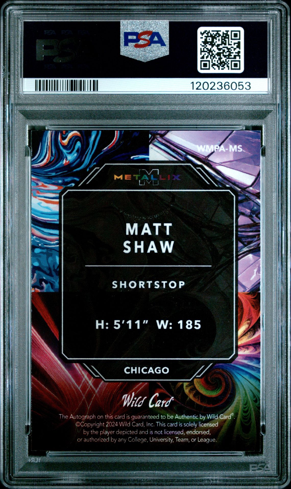 2024 Wild Card Metallix Paint Autographs Matt Shaw #Wmpams (Paint Au-Rnbw-Purple) Nm-Mt 8 back