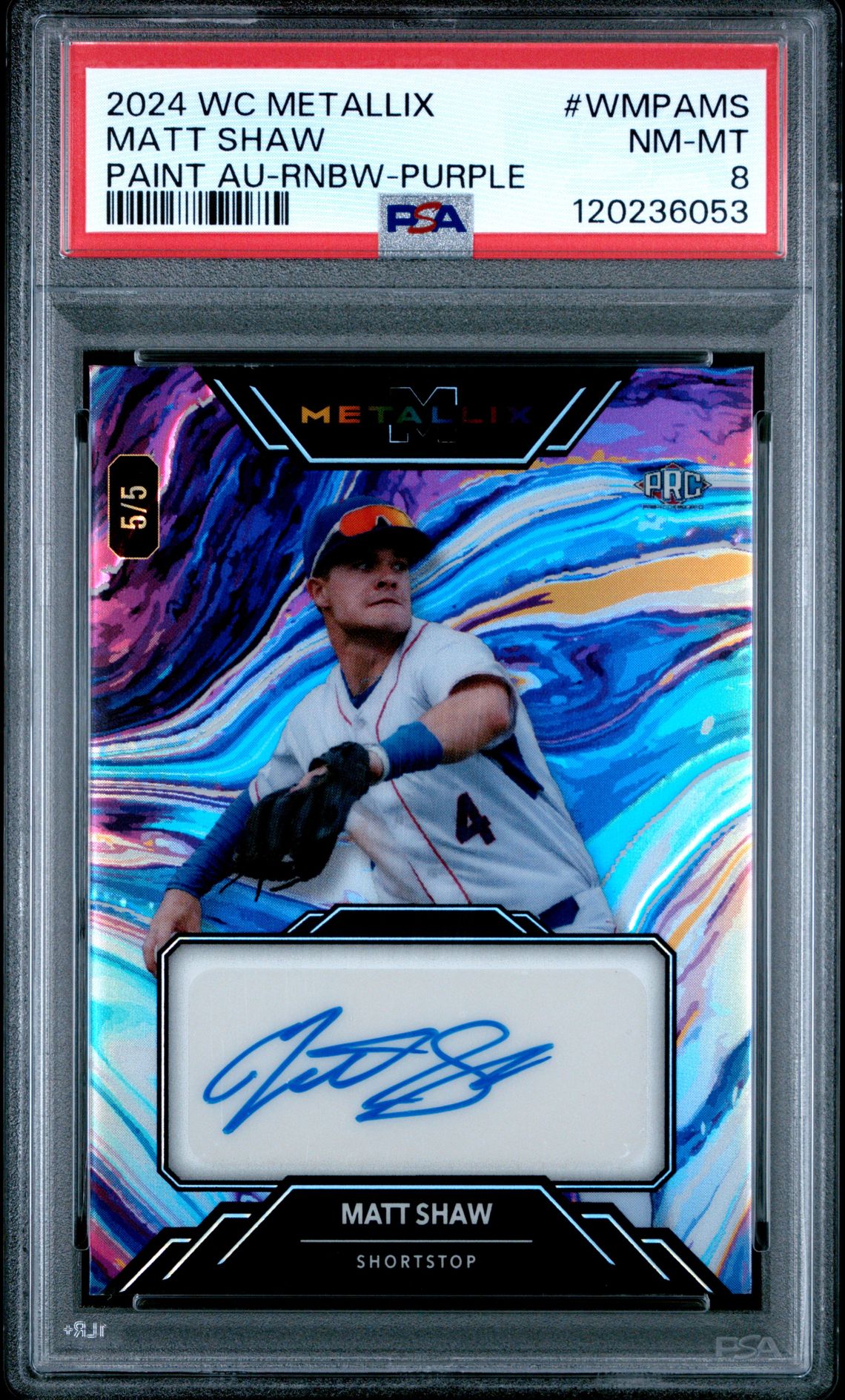 2024 Wild Card Metallix Paint Autographs Matt Shaw #Wmpams (Paint Au-Rnbw-Purple) Nm-Mt 8 front