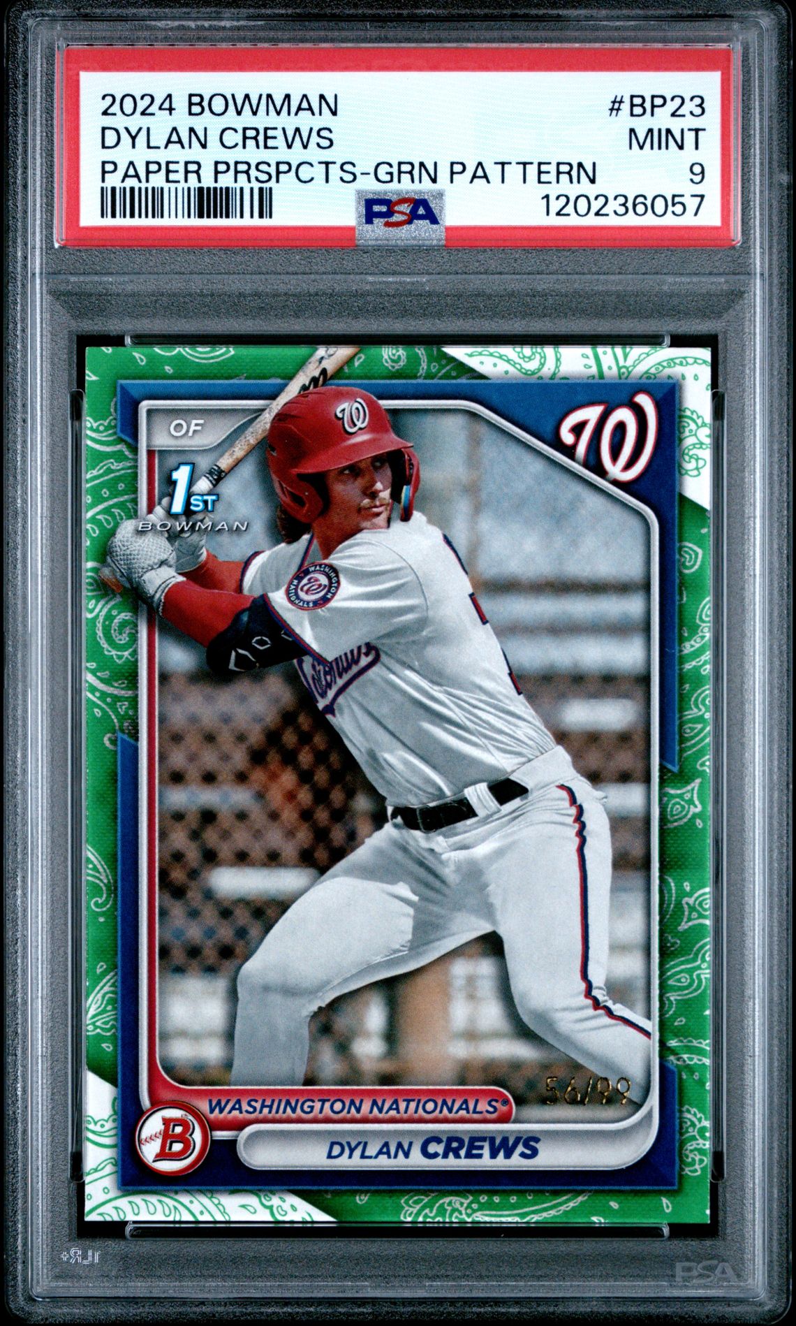 2024 Bowman Paper Prospects Dylan Crews #Bp23 (Paper Prspcts-Grn Pattern) Mint 9 front