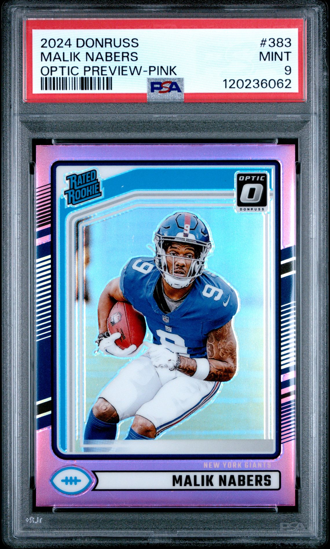 2024 Panini Donruss Malik Nabers #383 (Optic Preview-Pink) Mint 9 front