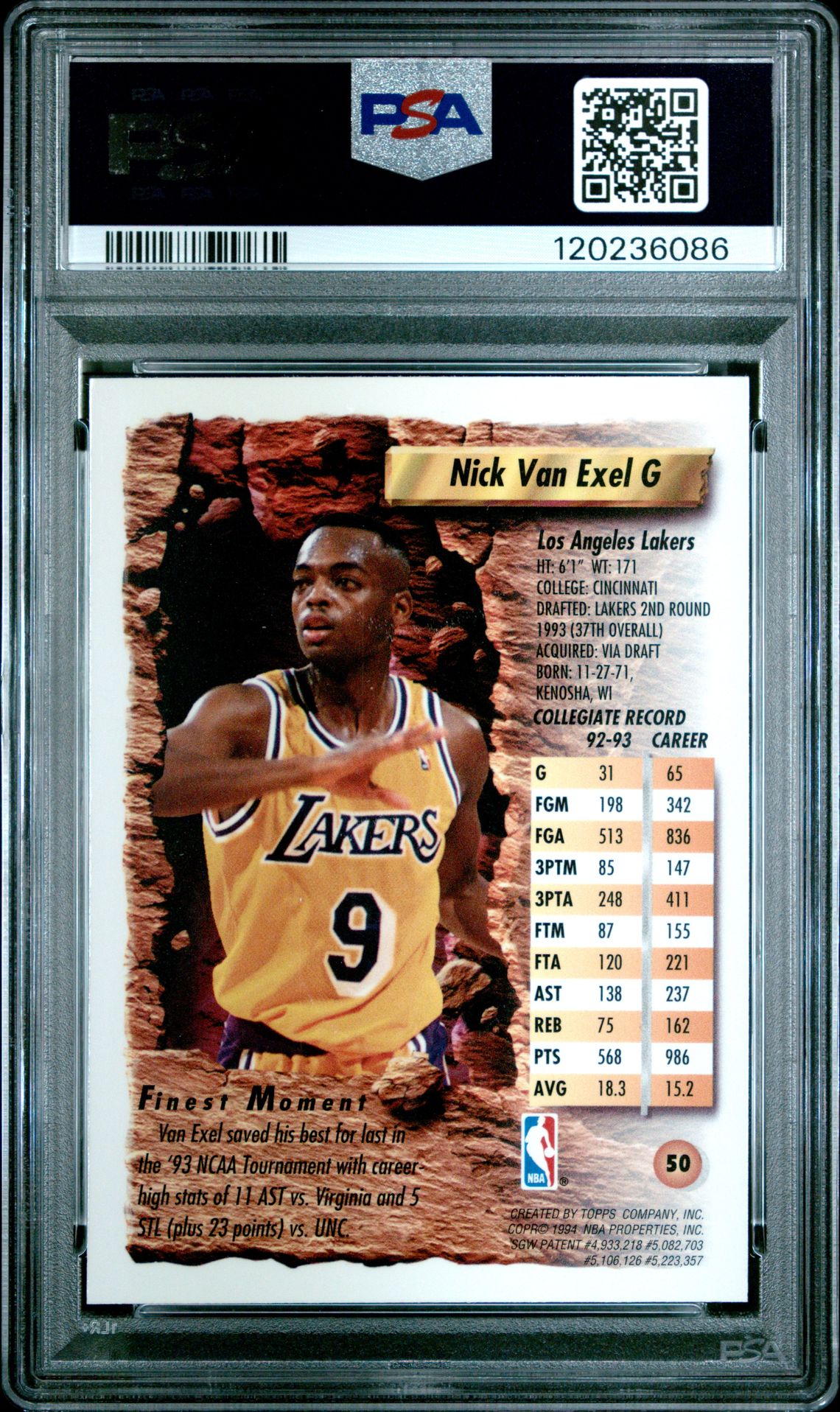 1993 Finest Nick Van Exel #50 Nm-Mt 8 back